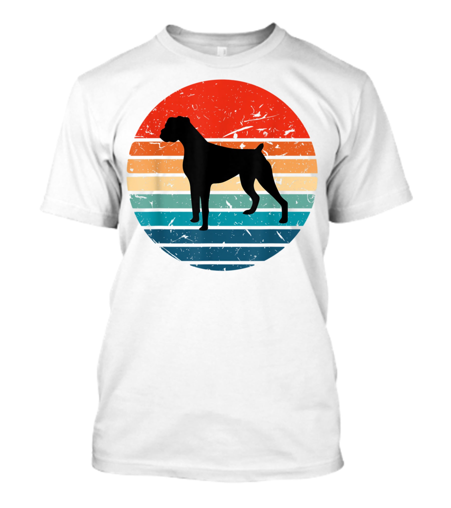 Boxer Dog Retro 70s 80s Striped T-Shirt