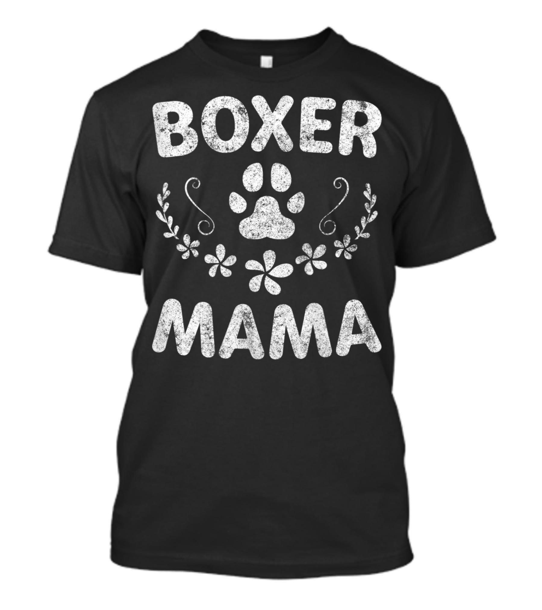 Boxer Mama Paw Print Floral Design Boxer Lover Owner Boxer Dog T-Shirt