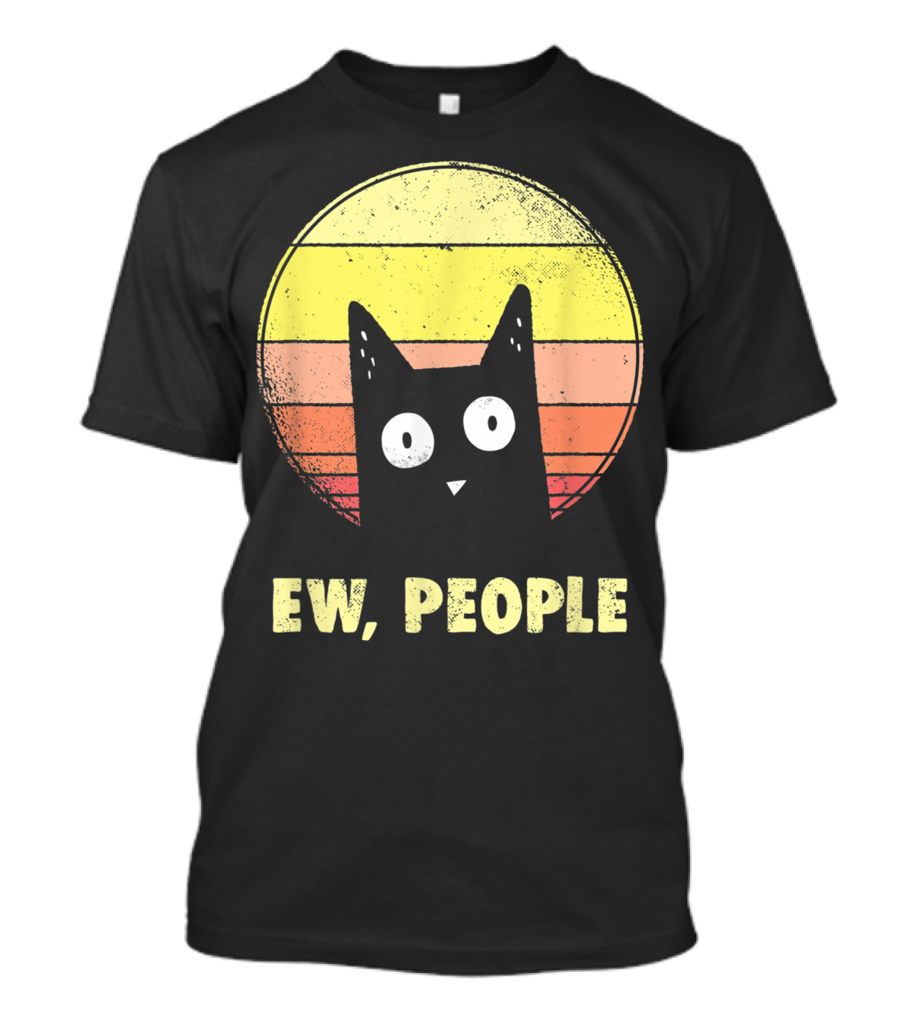 Ew People Vintage Funny Cat Lover Retro Sunset T-Shirt