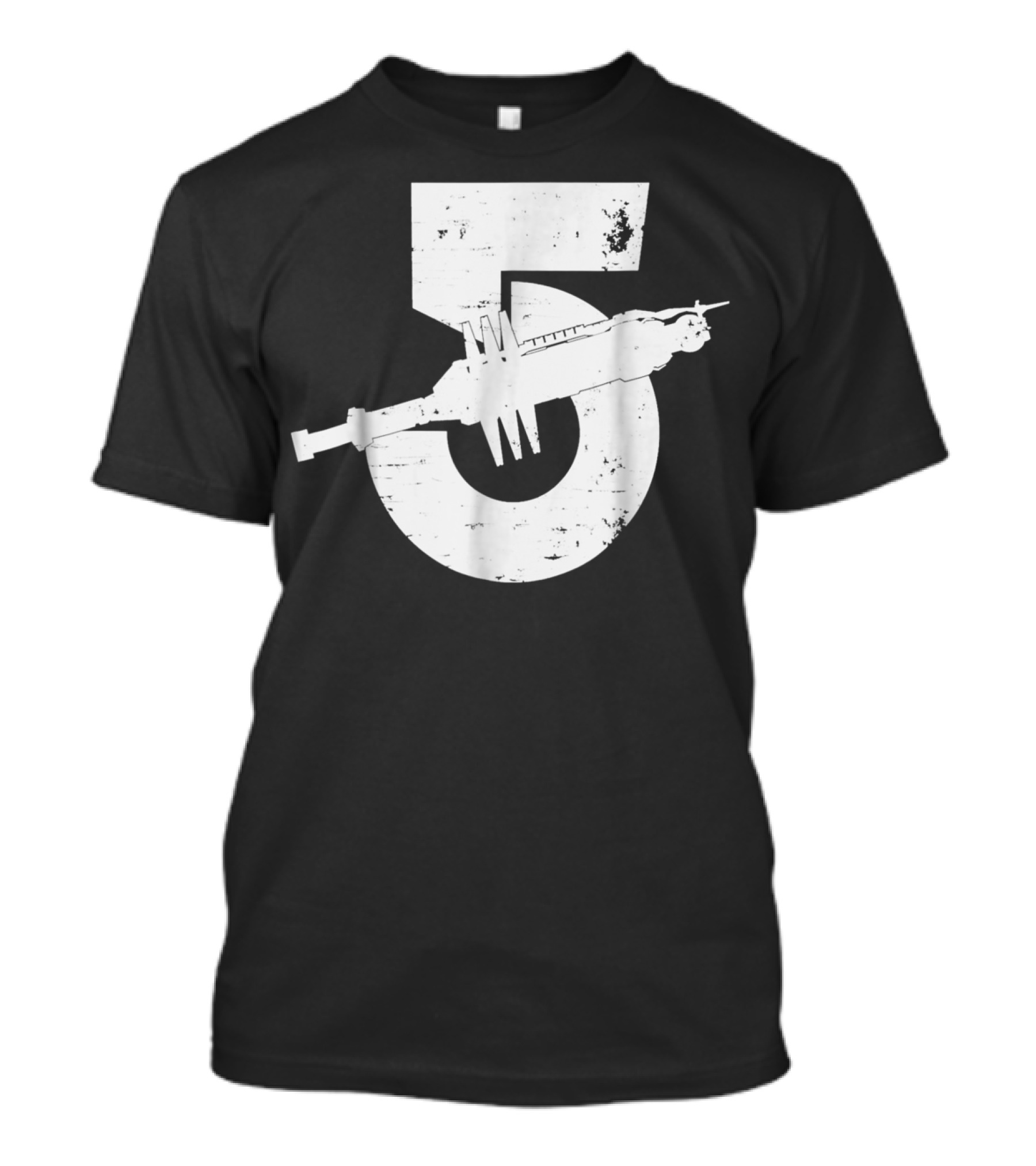 Babylon 5 Space Station Silhouette And Number 5 T-Shirt