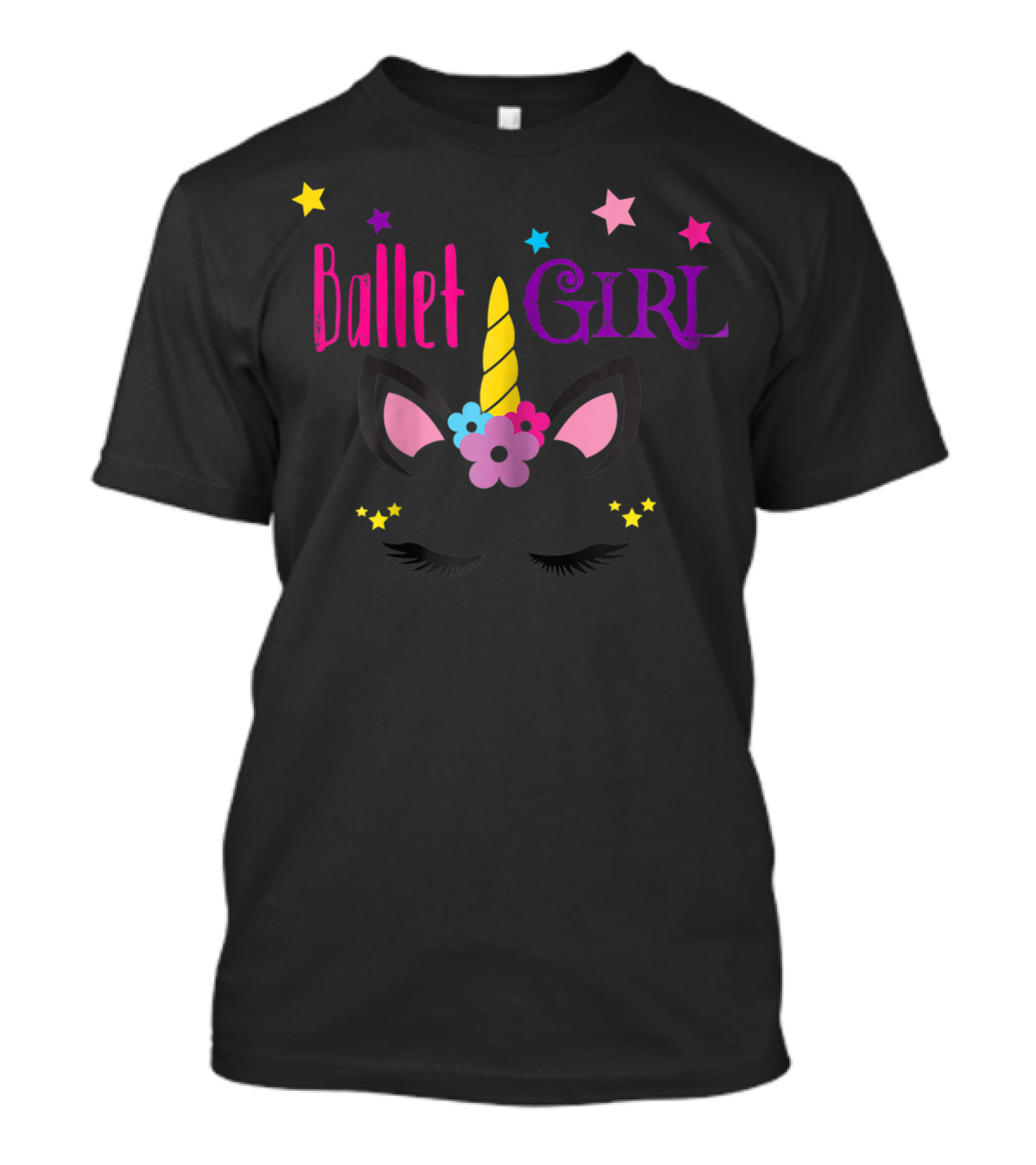 Ballet Girl Unicorn Cute Stars And Flowers T-Shirt