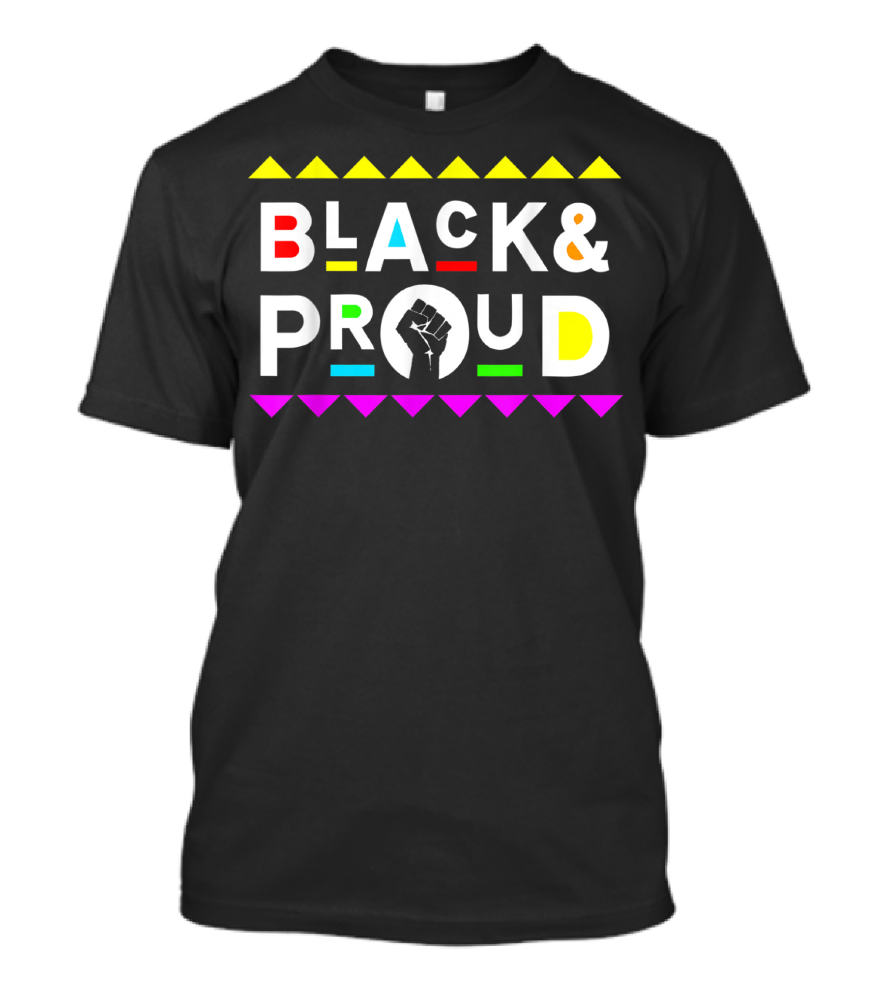 Black And Proud 90s Retro Colorful Fist T-Shirt