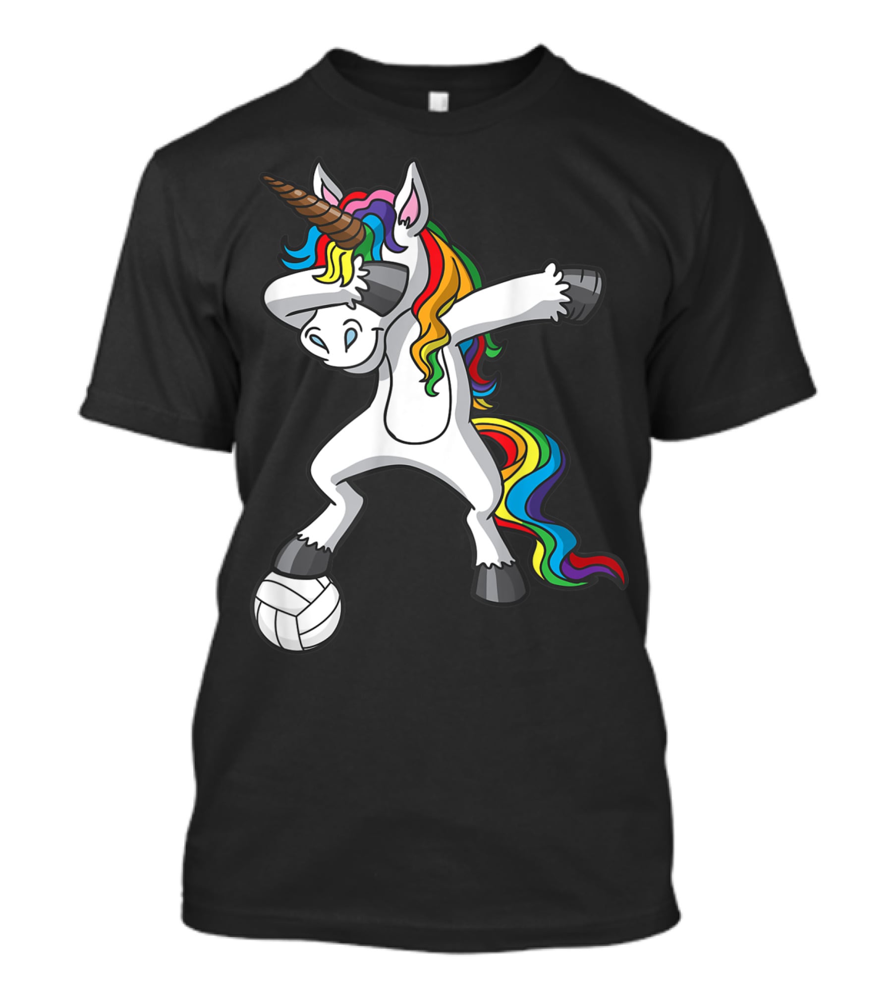 Dabbing Unicorn With Volleyball And Rainbow Mane T-Shirt