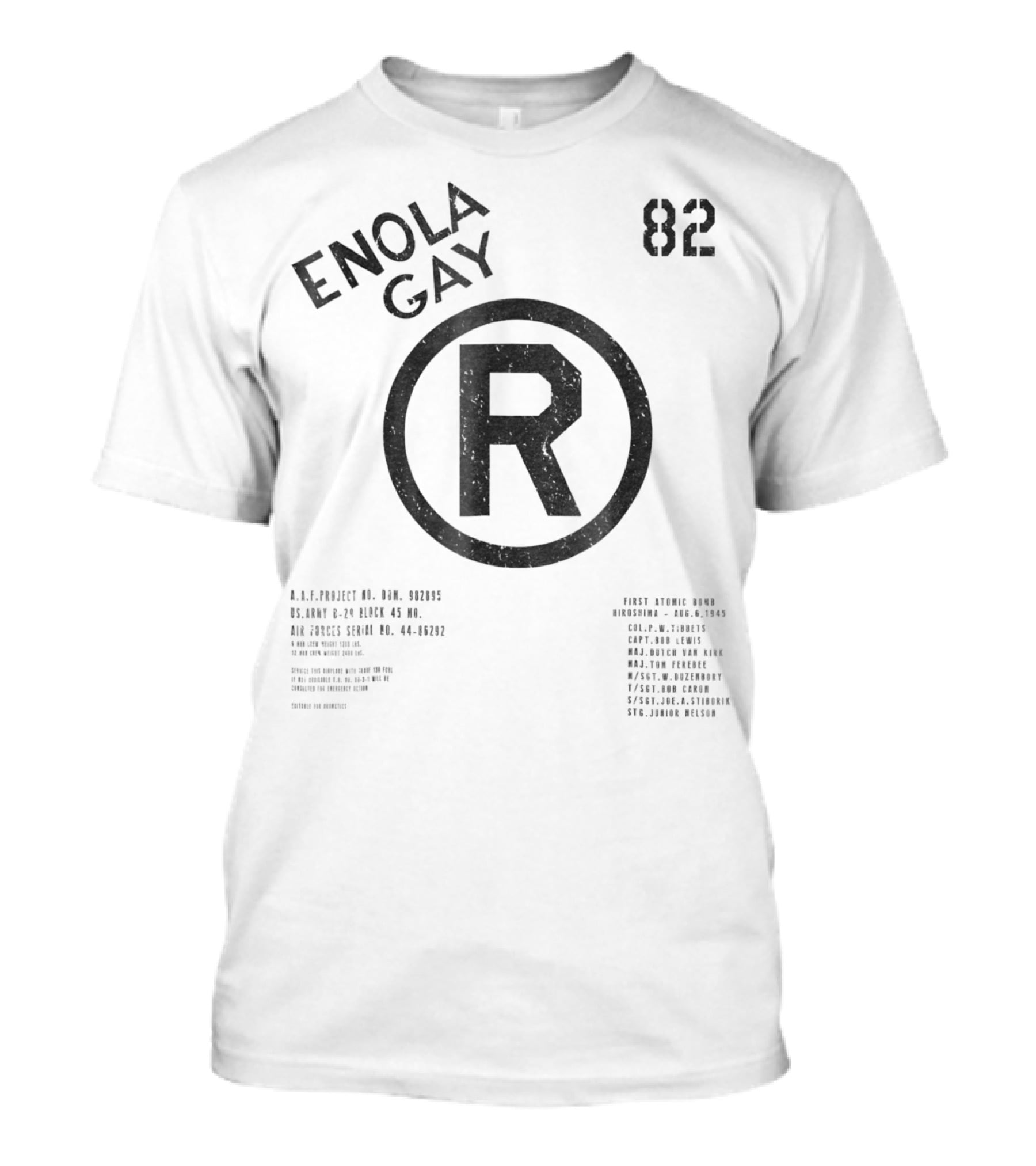 Enola Gay B 29 82 WWII Atomic Bombing Aviation History 1945 U.S. Army Air Forces T-Shirt