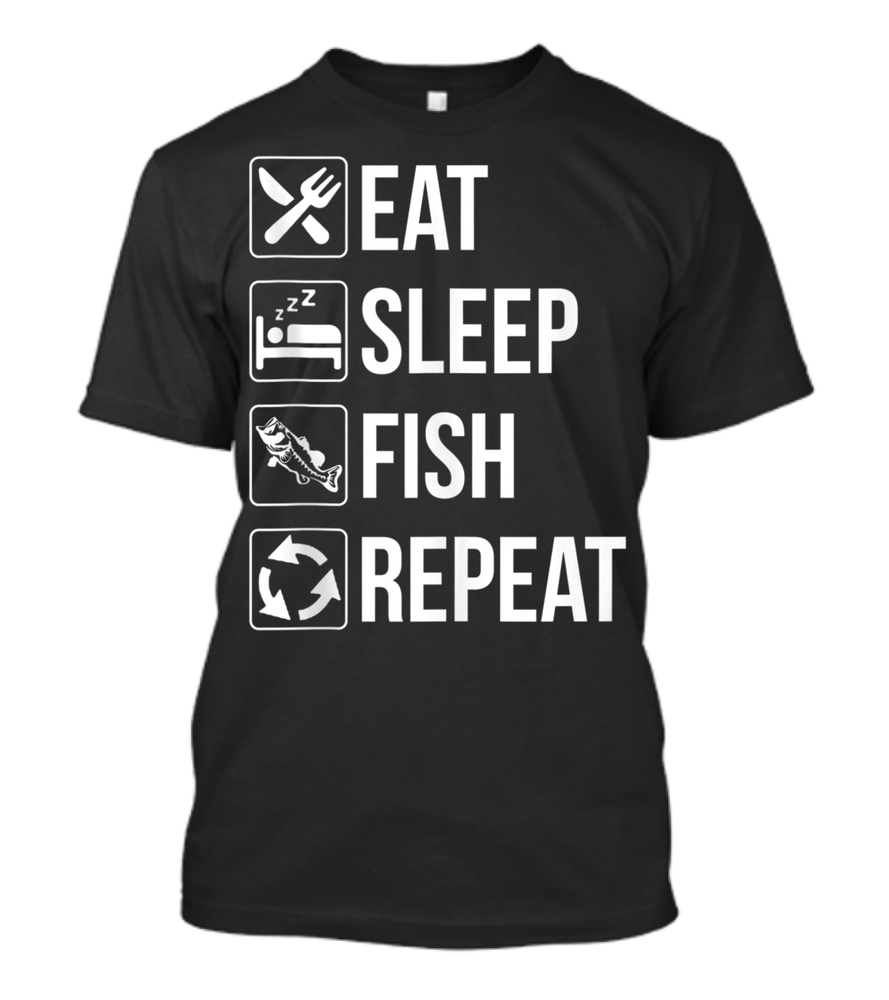 Eat Sleep Fish Repeat Tank Top Funny Fishing Fisherman Iconic Routine Symbols T-Shirt