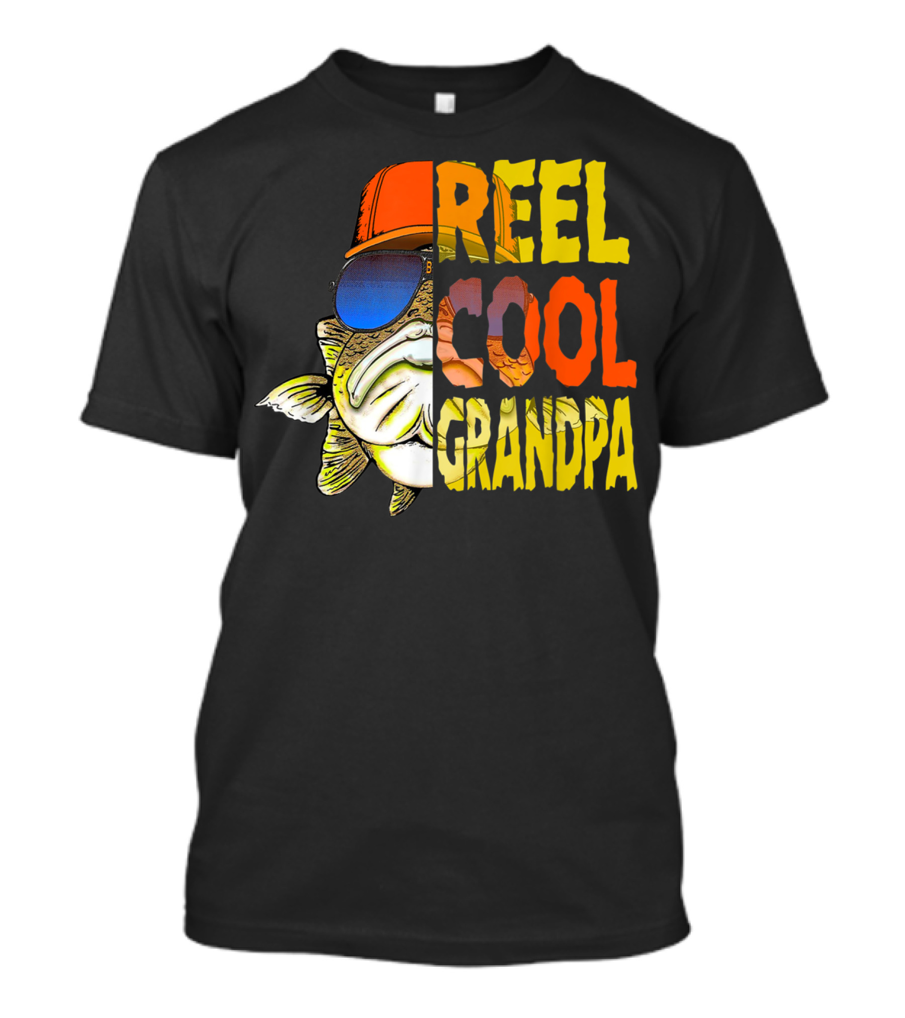 Reel Cool Grandpa Fishing Grandpa Fish Wearing Sunglasses And Hat T-Shirt