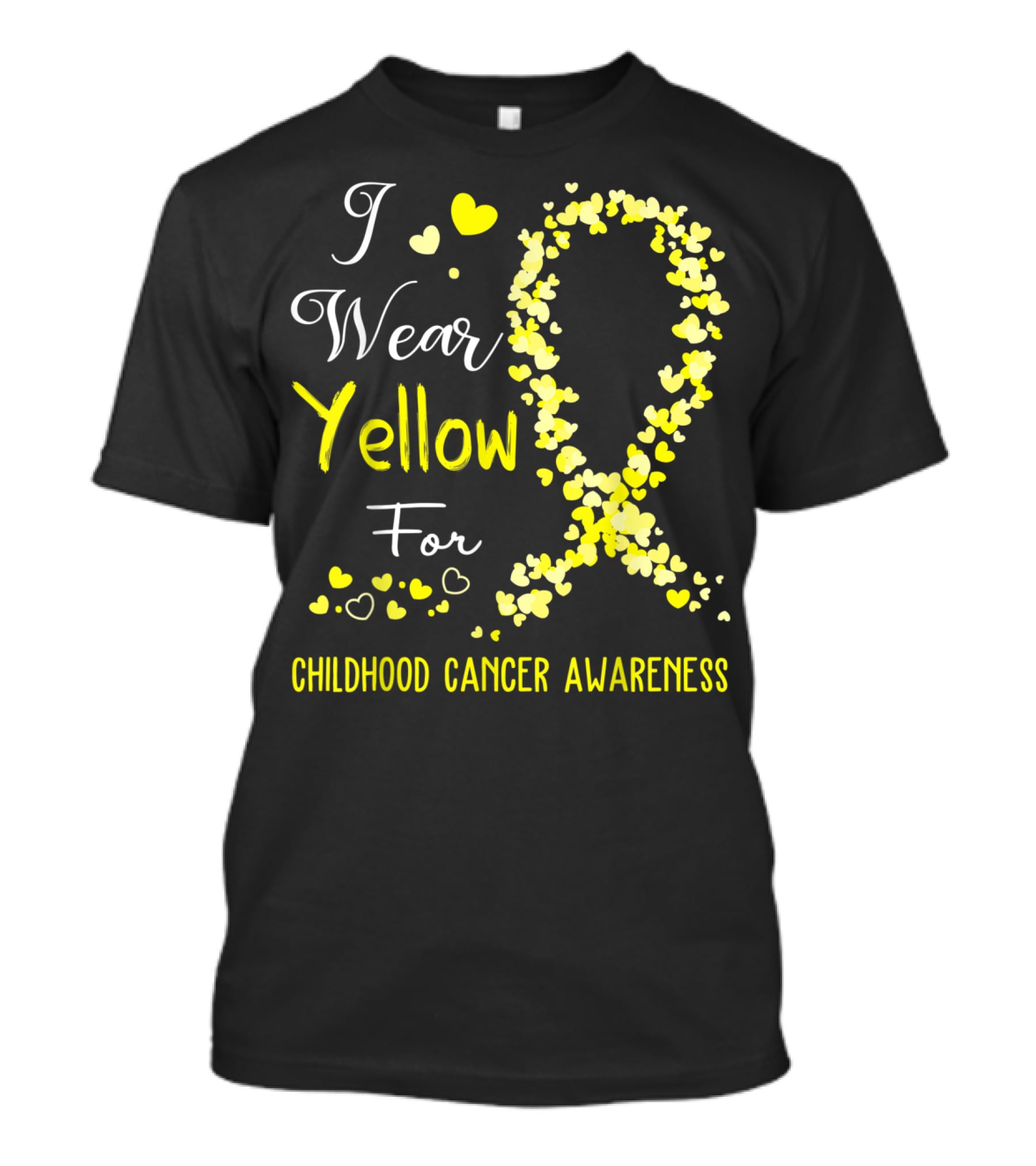 I Wear Yellow For Childhood Cancer Awareness Heart T-Shirt