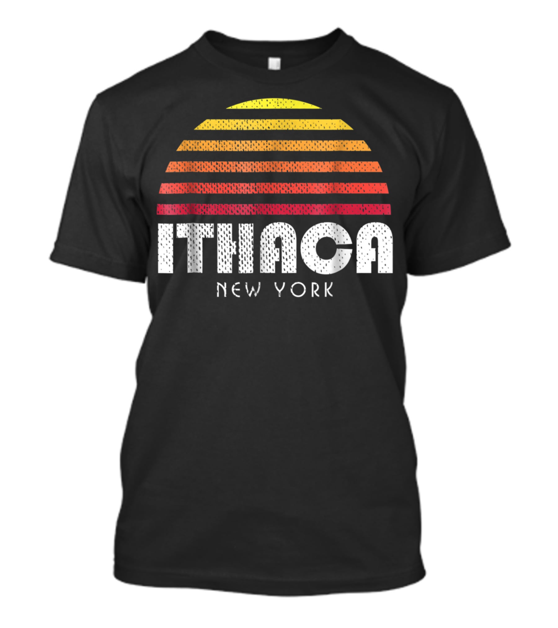 Ithaca New York Retro Striped Sunset T-Shirt