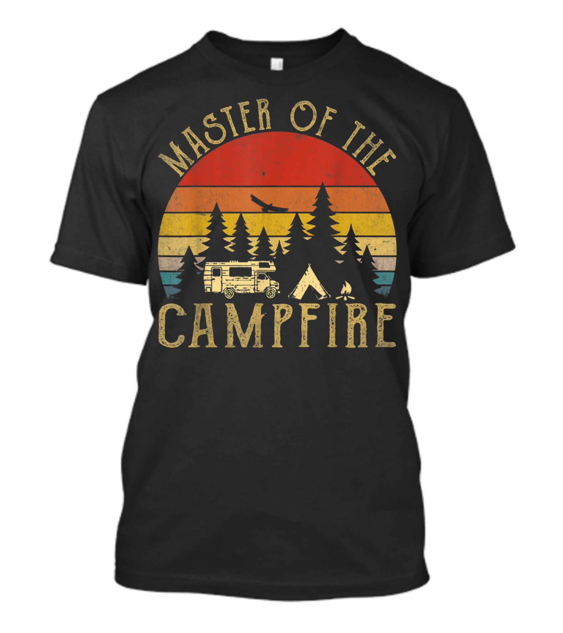 Master Of The Campfire Vintage RV Adventure Camping Scene T-Shirt
