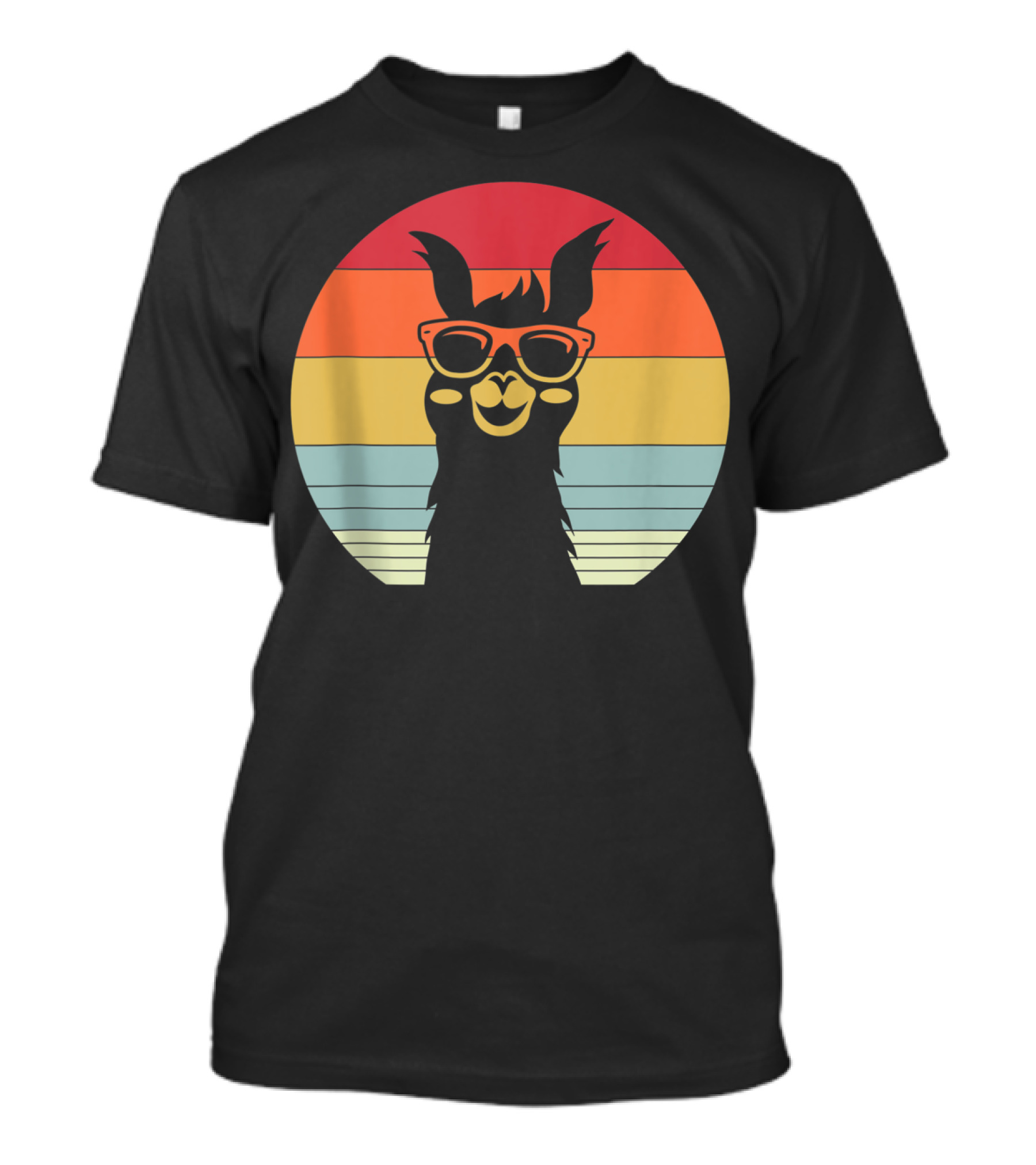 Retro Vintage Best Llama Dad Ever Father's Day Sunset Stripes T-Shirt