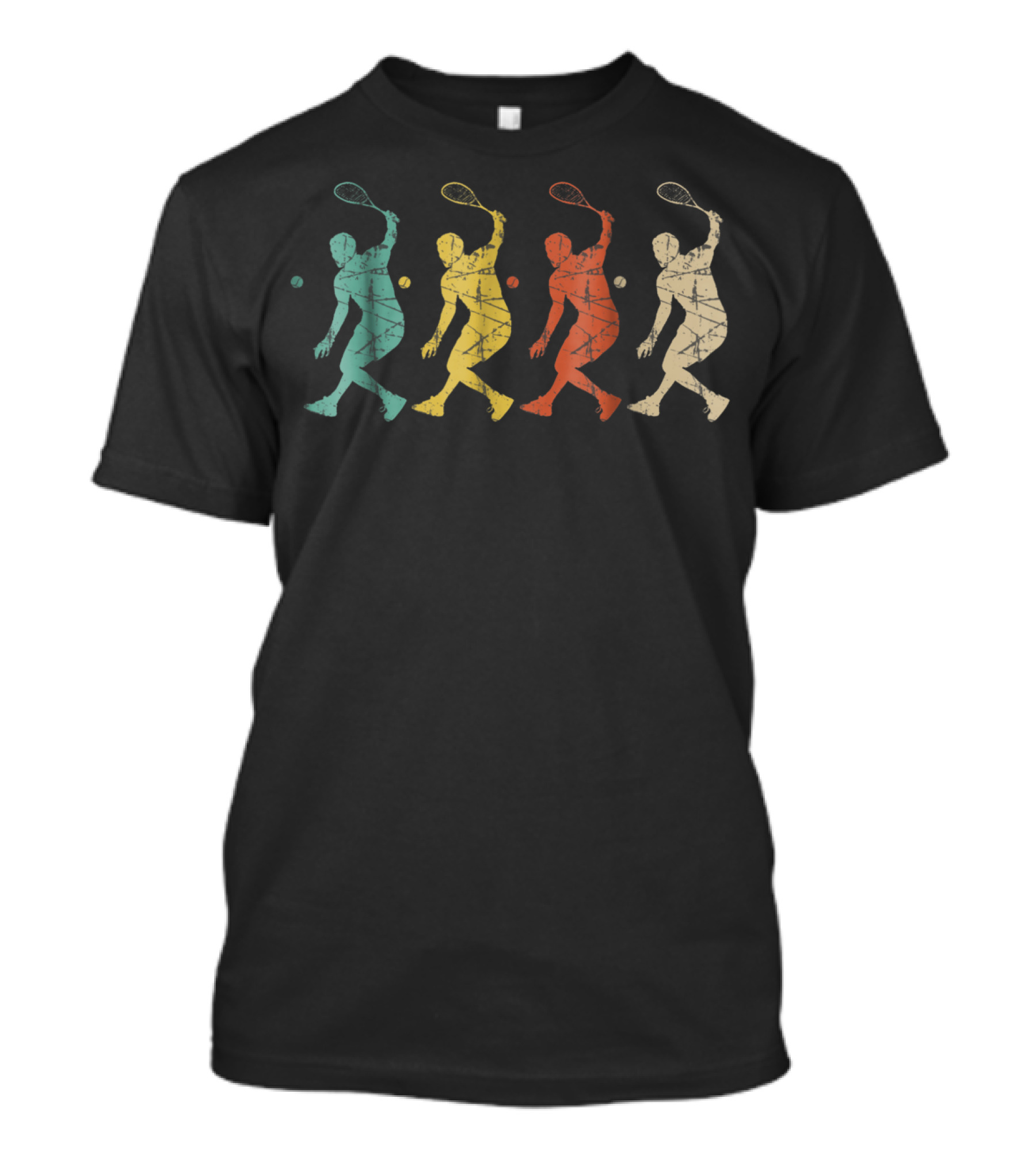 Retro Colorful Silhouette Racket Ball Players T-Shirt