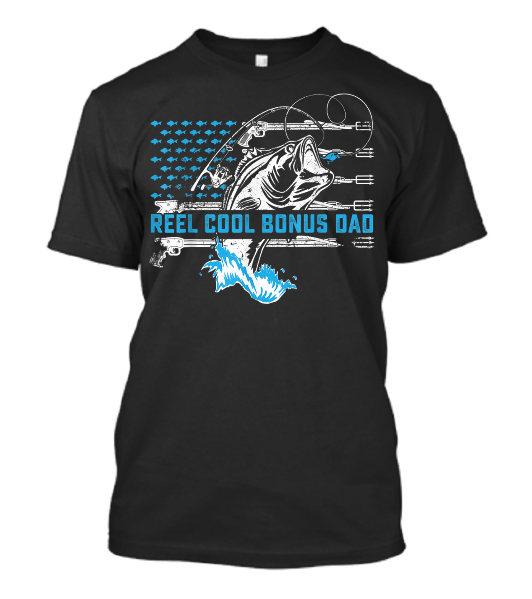 Reel Cool Bonus Dad Fishing America Fishe Hooks Waves T-Shirt