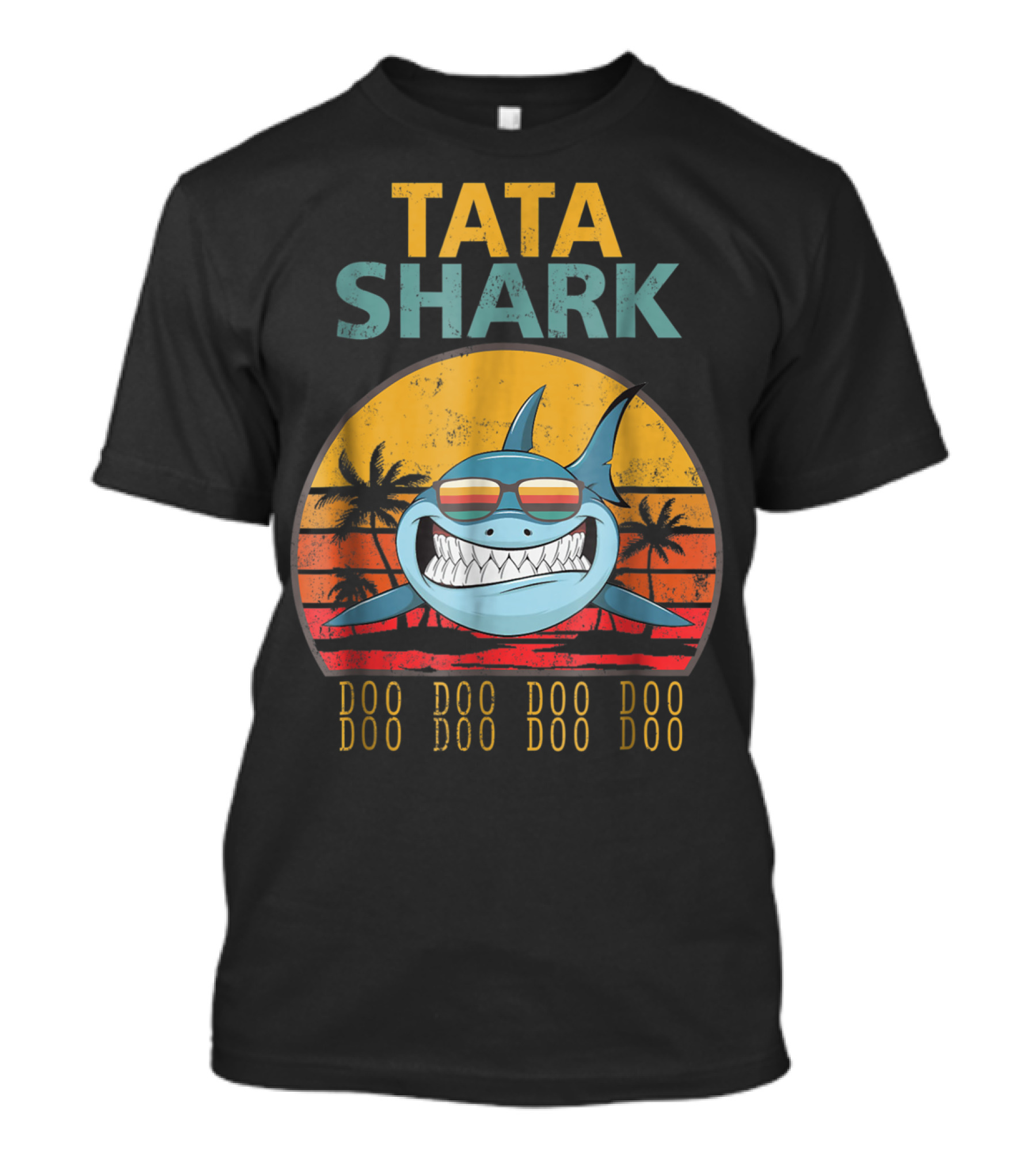 TATA Shark Doo Doo Doo Retro Sunset Palms T-Shirt