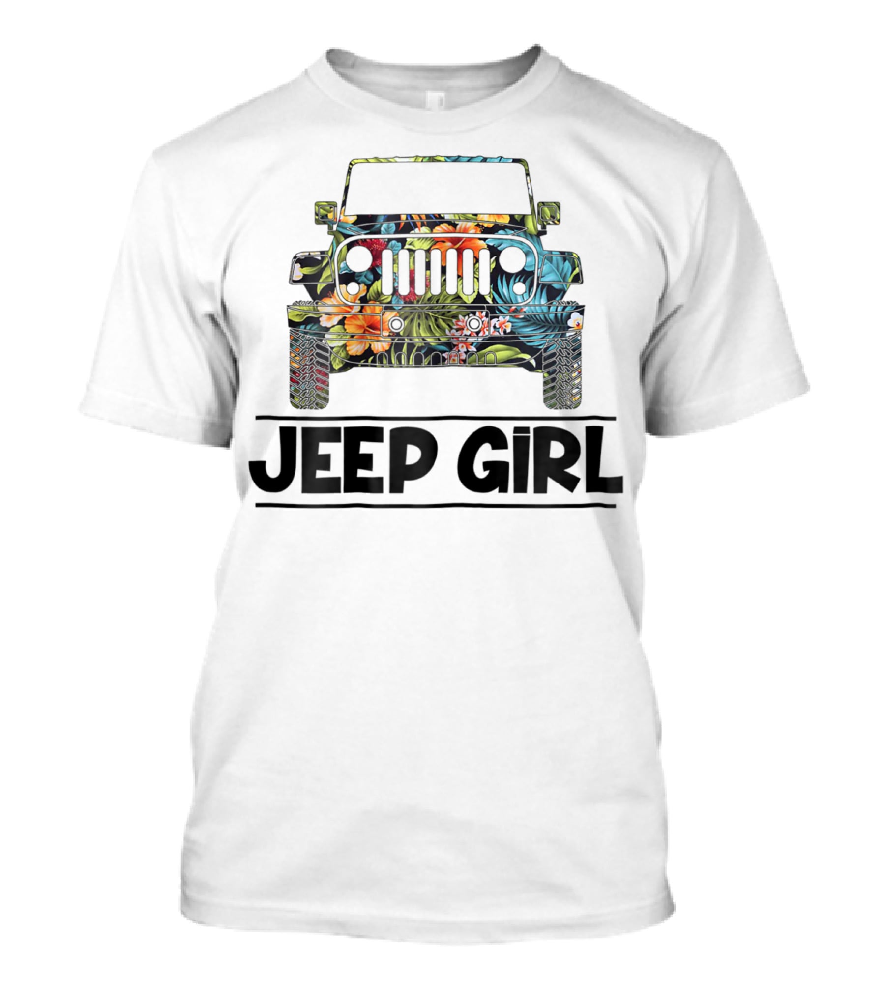 Vintage Flower Jeep Girl Summer T-Shirt