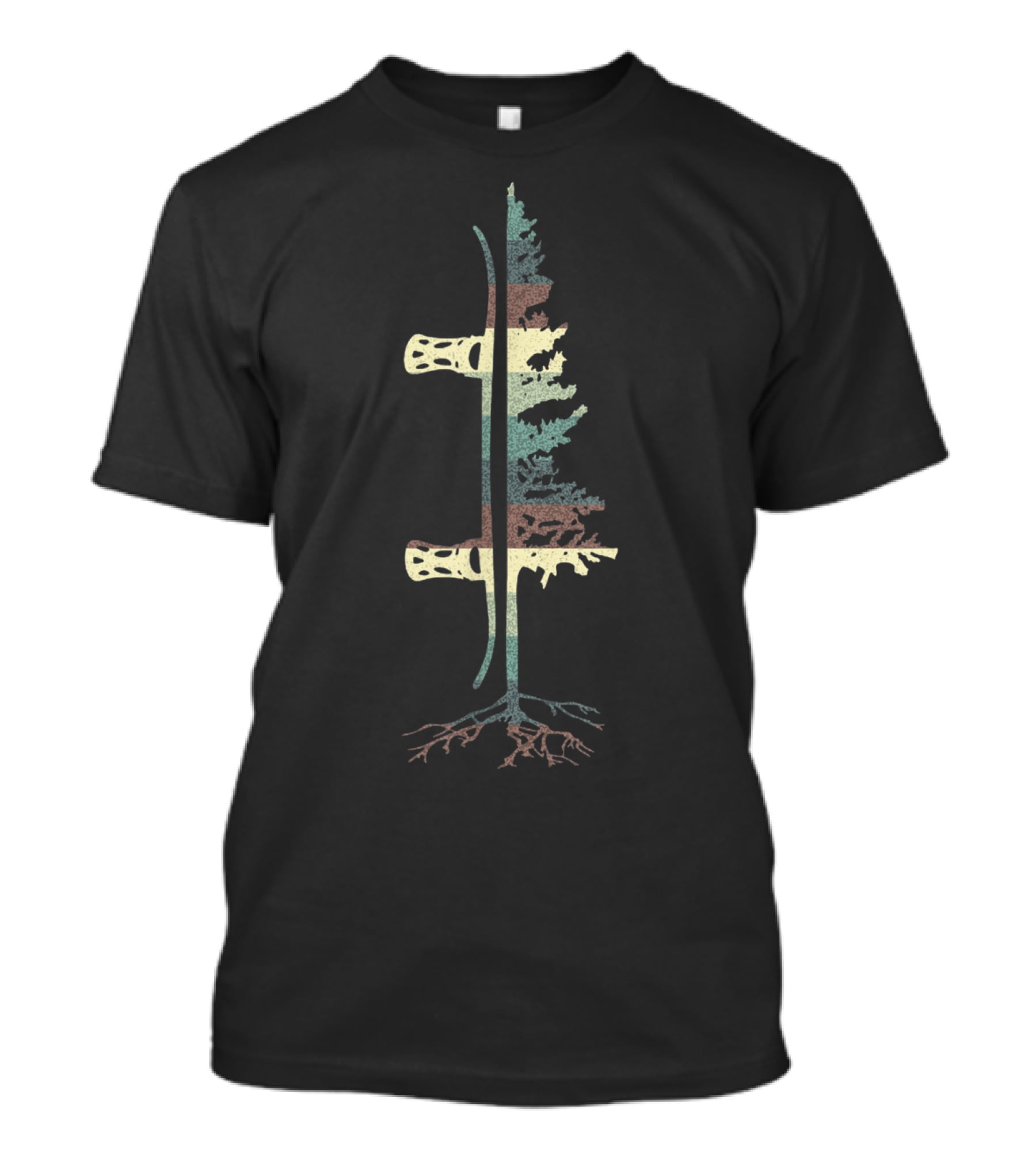 Vintage Pine Double Snowboard Tree Roots T-Shirt