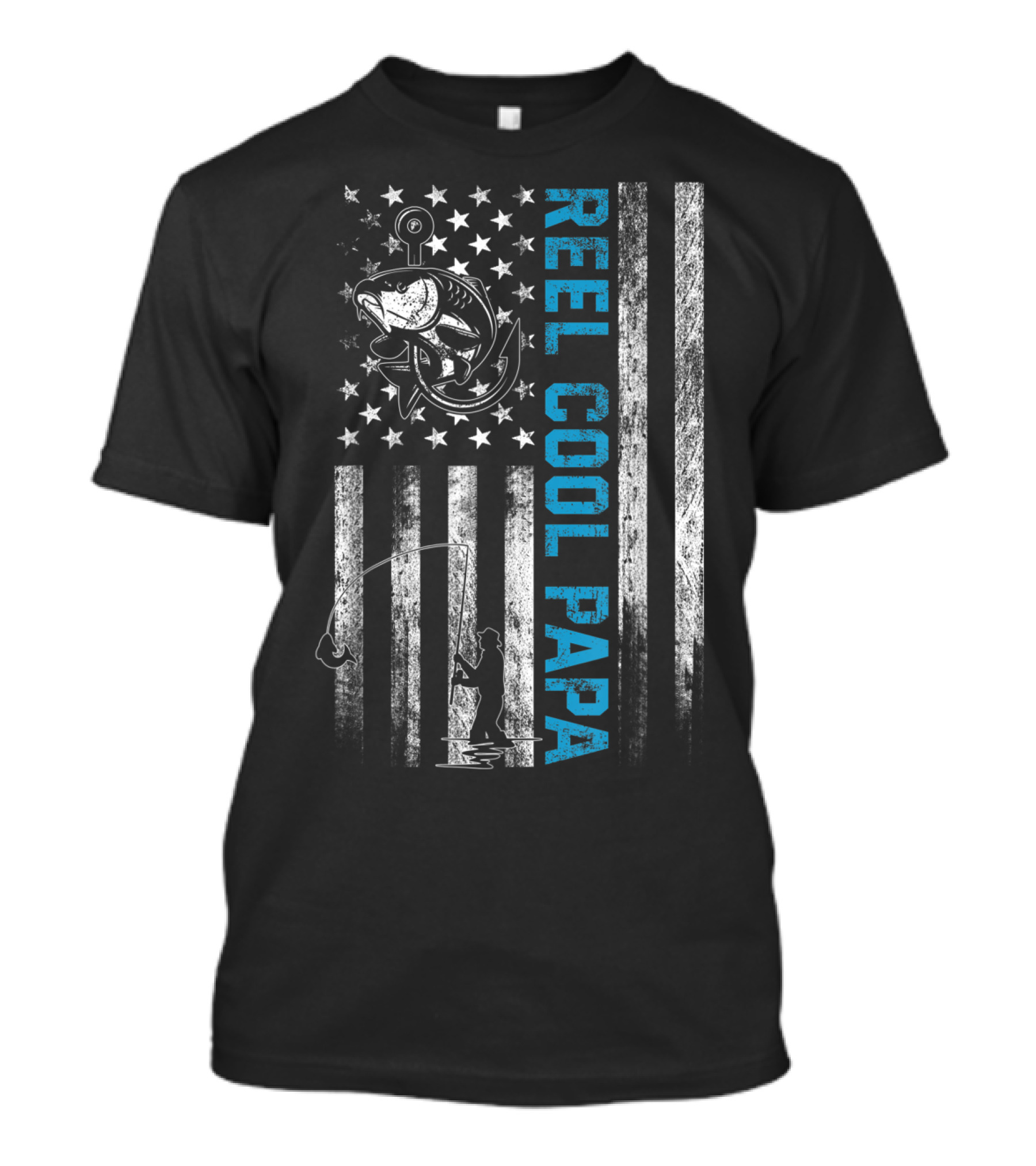 Reel Cool Papa American Flag Fishing Fish T-Shirt