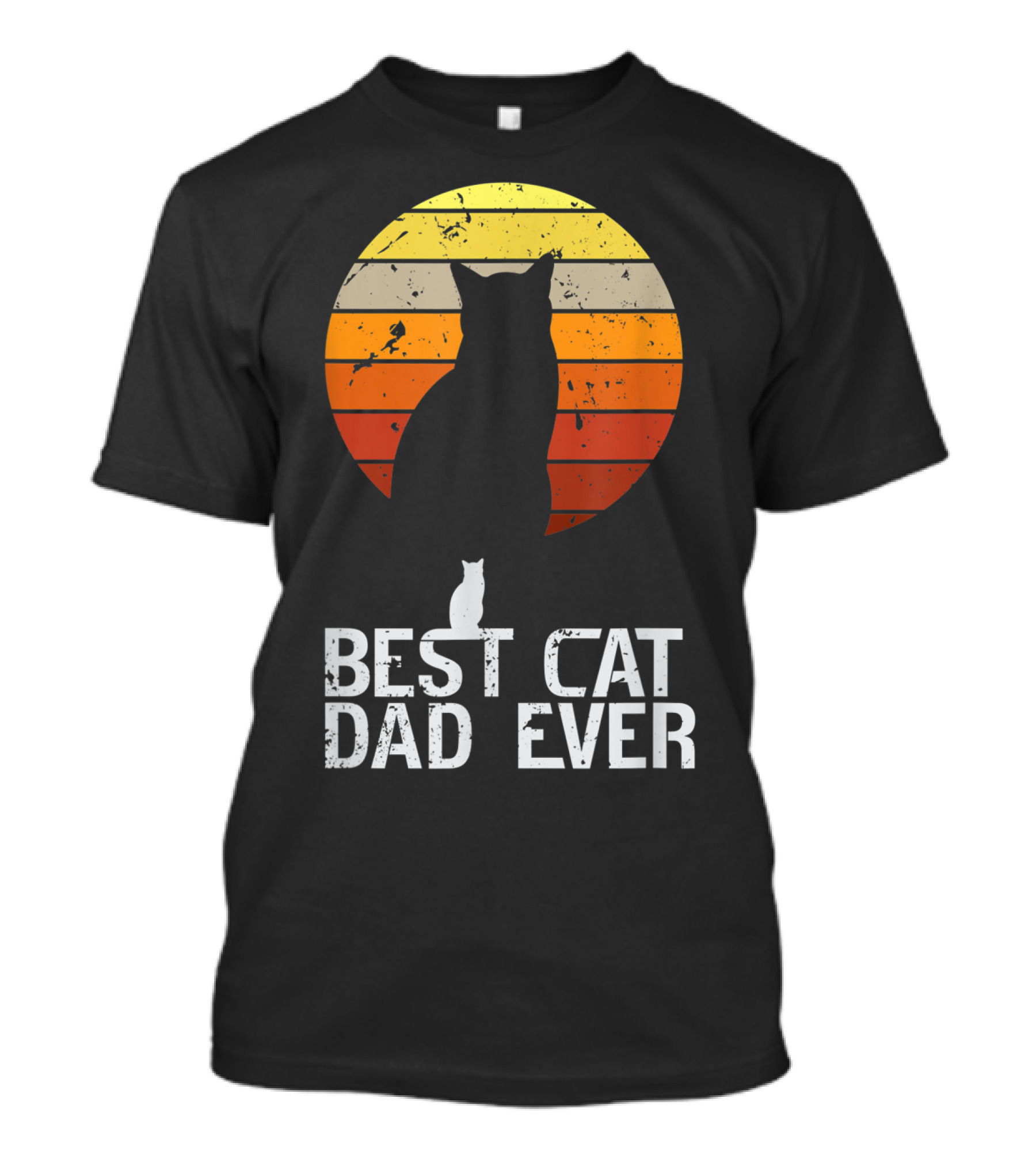 Mens Vintage Best Cat Dad Ever Cat Daddy Retro Sunset T-Shirt