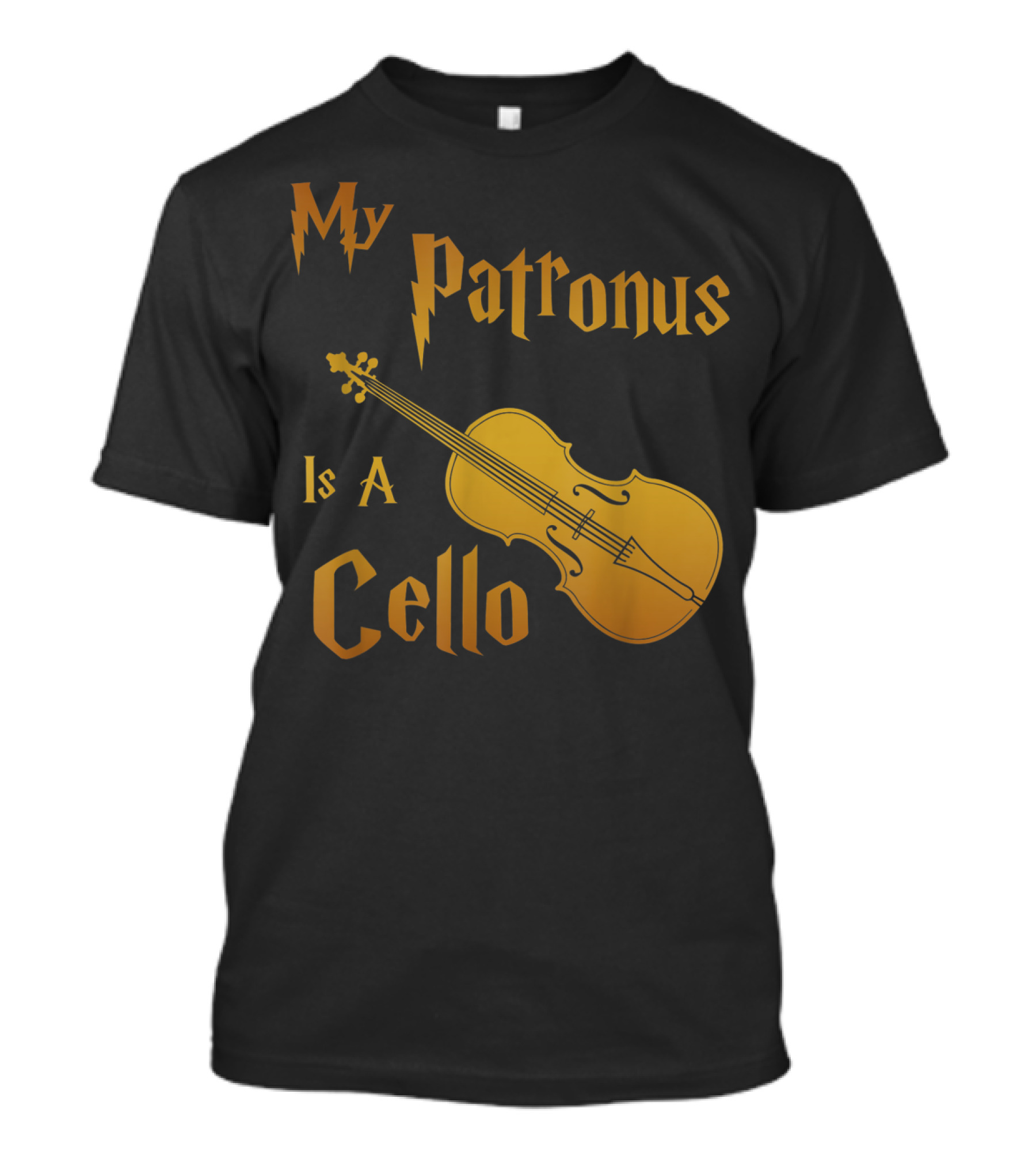 My Patronus Is A Cello For Cello Players With Lightning Font Inspired By Fantasy Magic T-Shirt