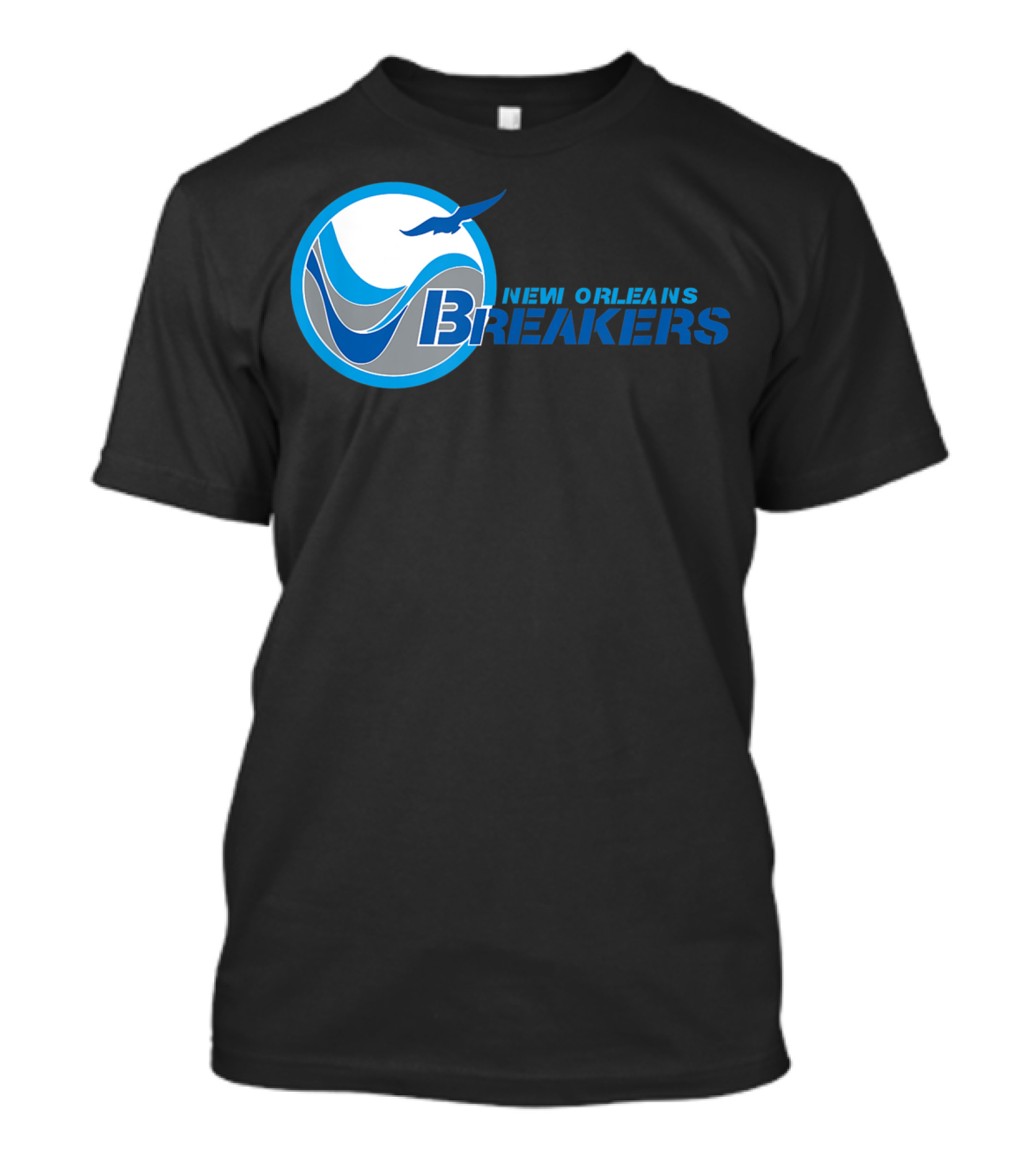 New Orleans Breakers Football Team Logo Blue Bird Ocean Wave T-Shirt