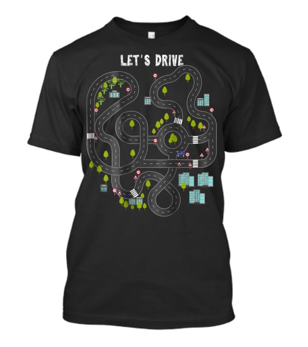 Let's Drive Play Cars On Daddy's Back Mass Road Map T-Shirt