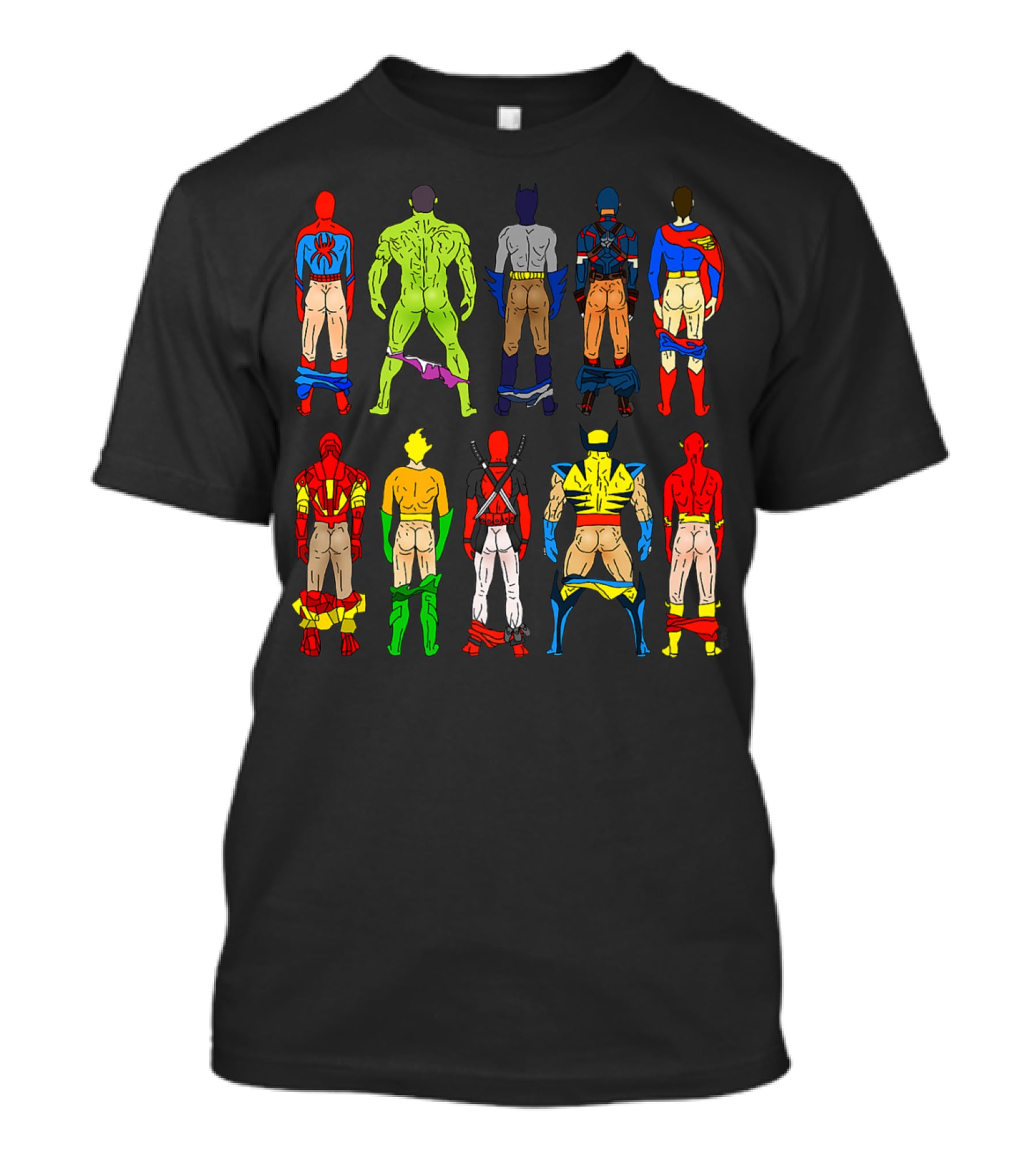 Superhero Butts Avengers DC Comics Parody Action Heroes 4 T-Shirt