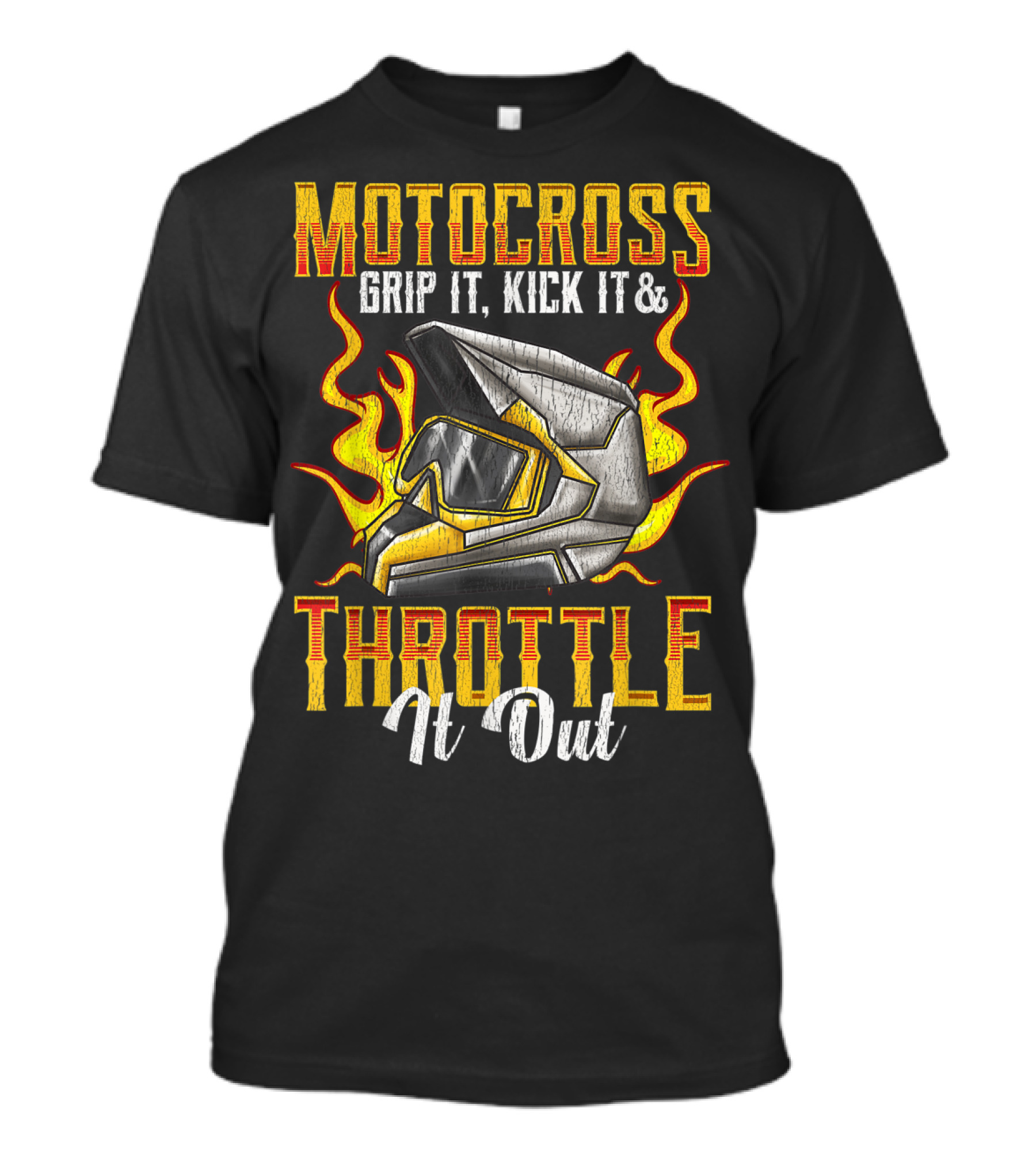 MOTOCROSS Grip It Kick It Throttle It Out Helmet Flame T-Shirt