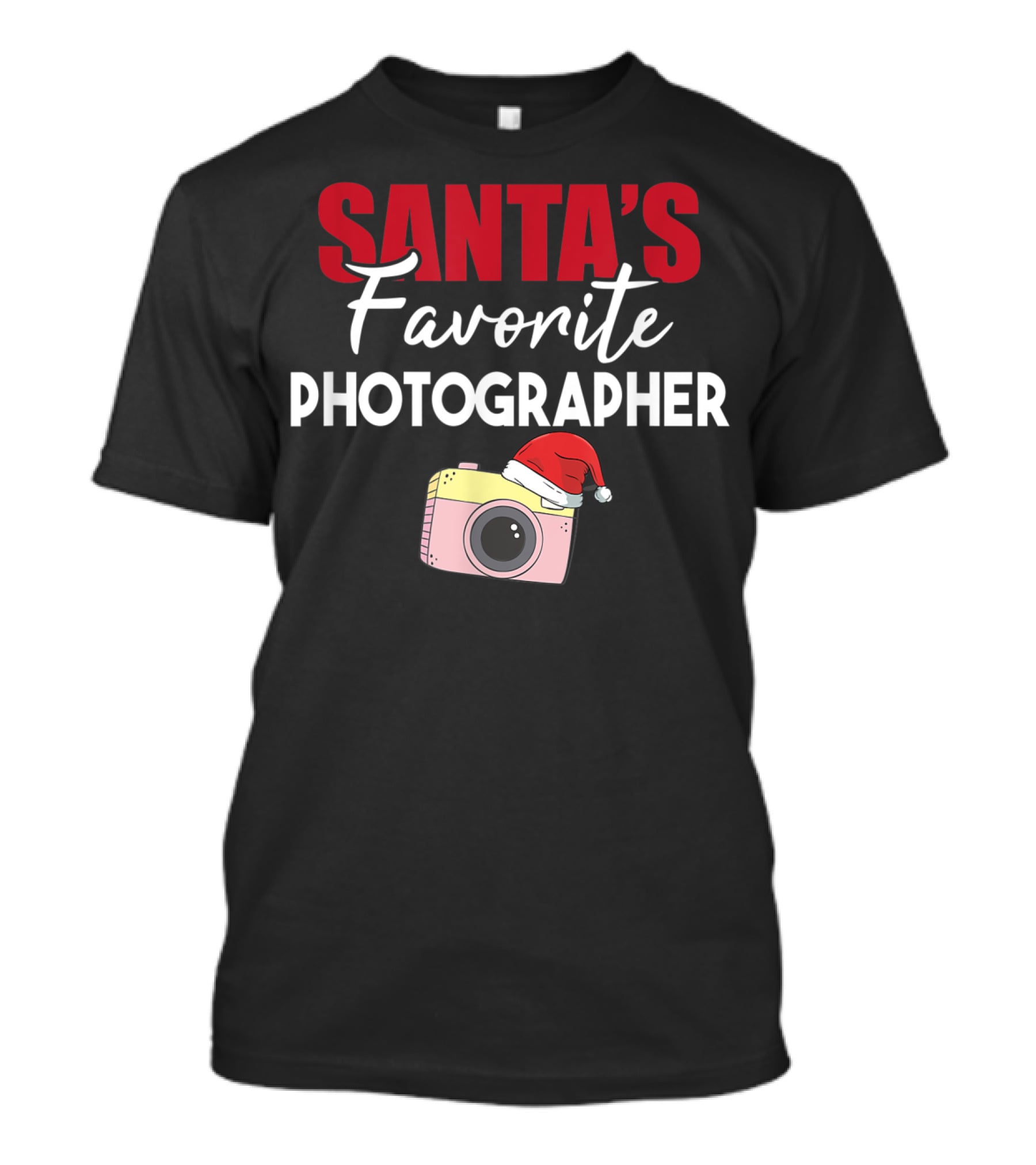 Santa's Favorite Photographer Camera With Santa Hat T-Shirt