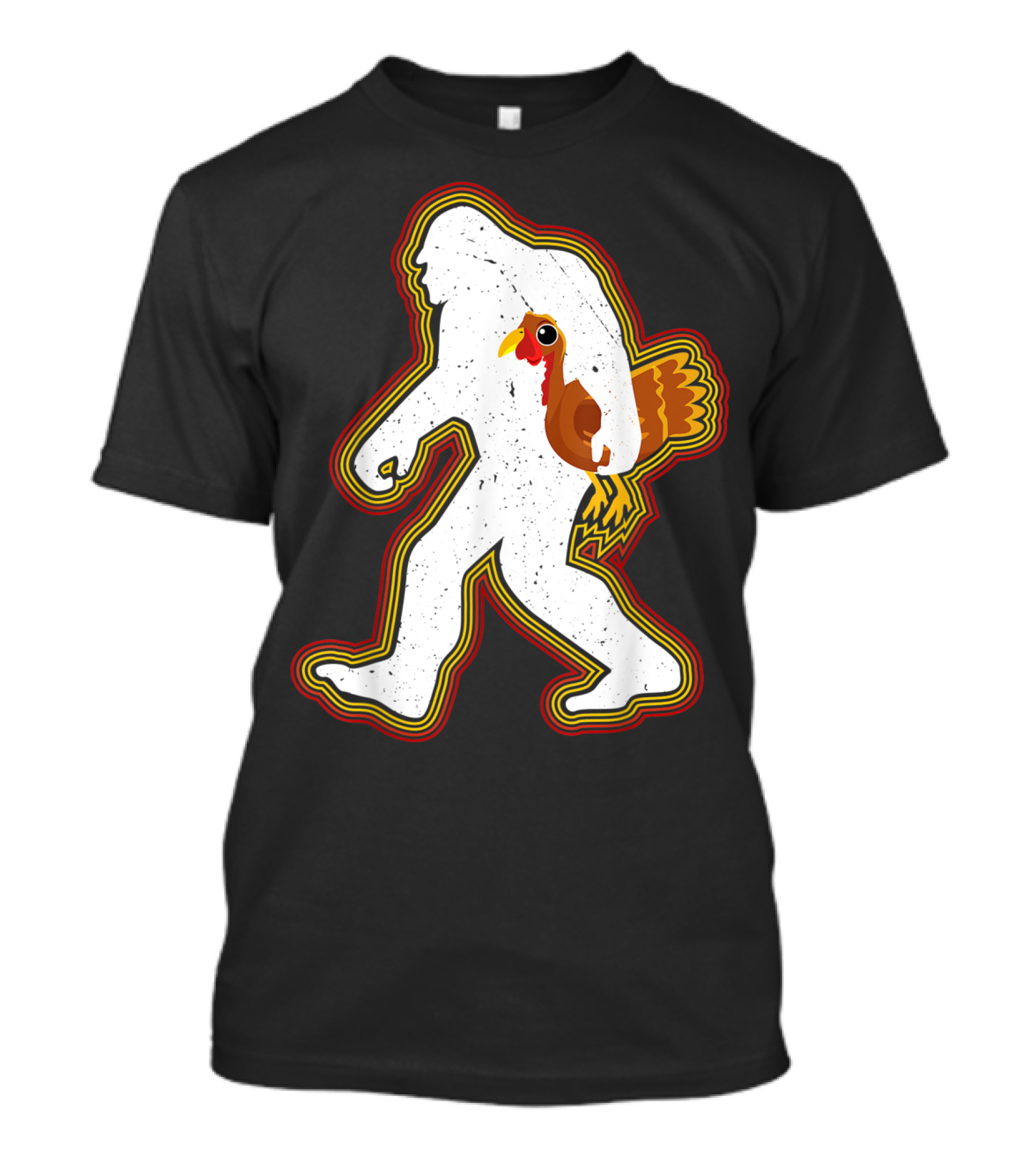 Thanksgiving Bigfoot Silhouette With Turkey T-Shirt
