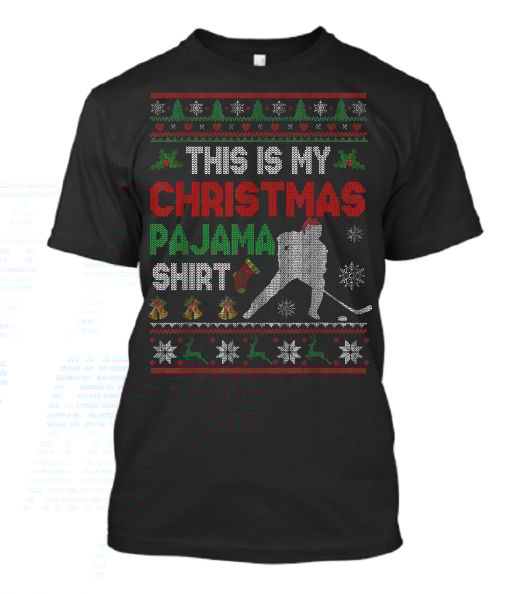 This Is My Christmas Pajama Shirt Hockey Ugly T-Shirt