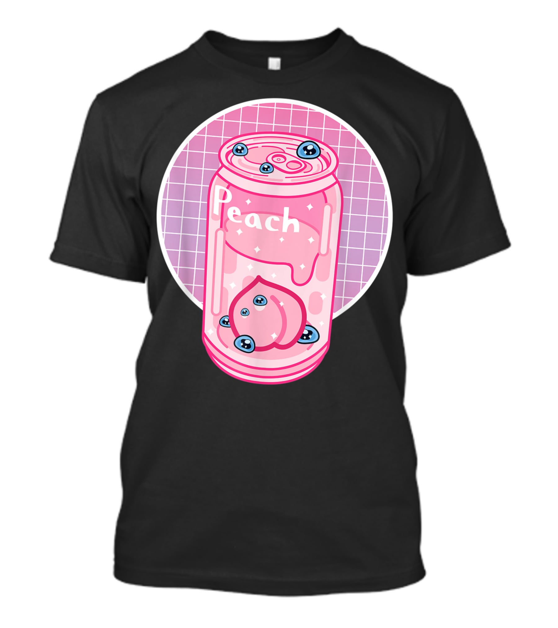 Vaporwave Aesthetic Peach Soft Drink Pastel Grid Can T-Shirt