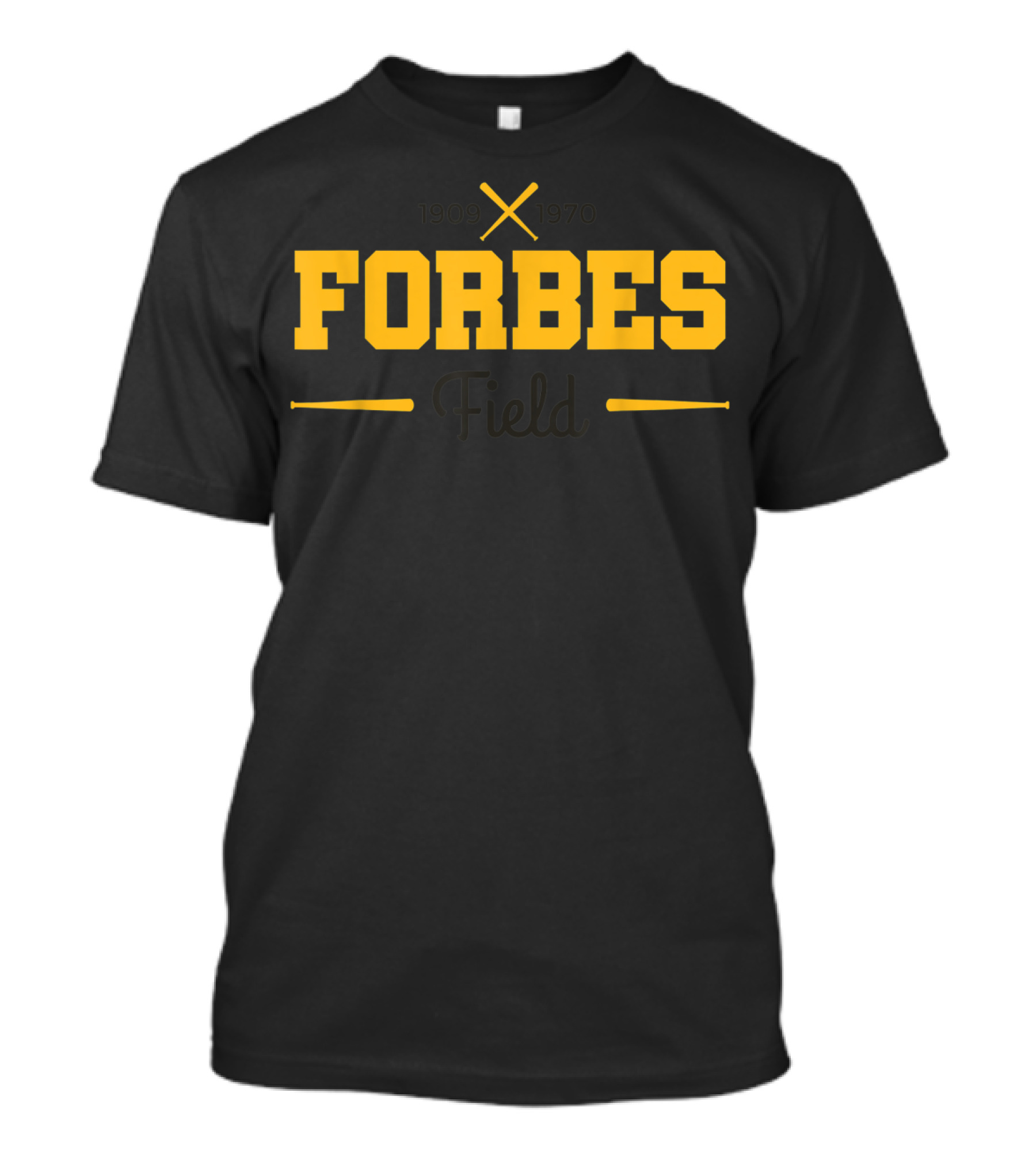 Forbes Field 1909-1970 Pittsburgh Baseball Crossed Bats And Bat T-Shirt