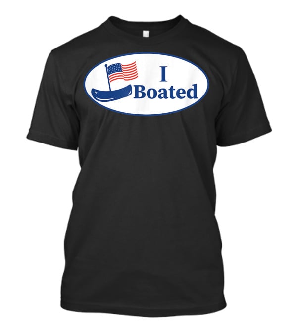 I Boated Sticker With American Flag And Canoe T-Shirt