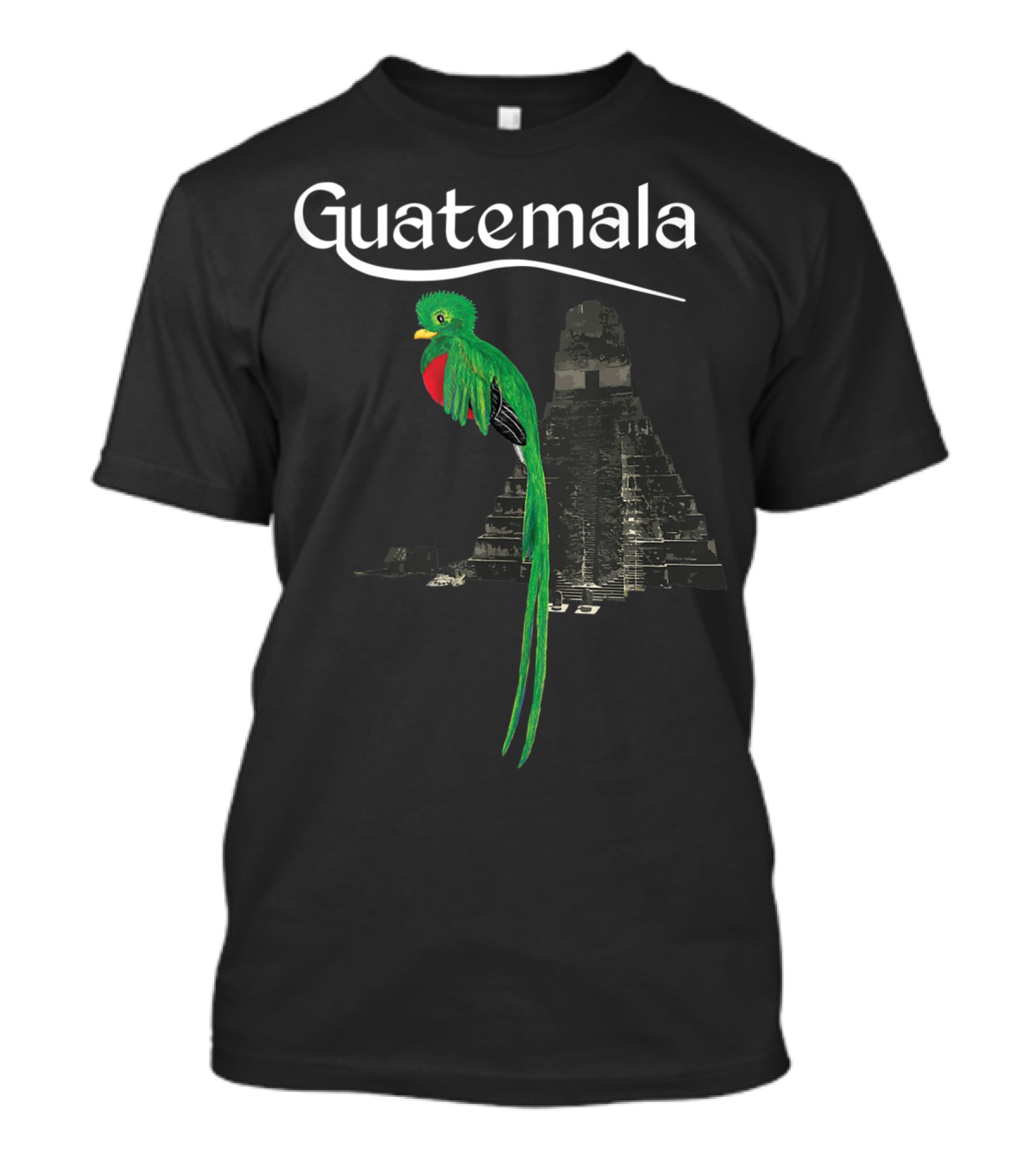 Guatemala Quetzal Chapin Vintage Maya Antigu Pyramid T-Shirt