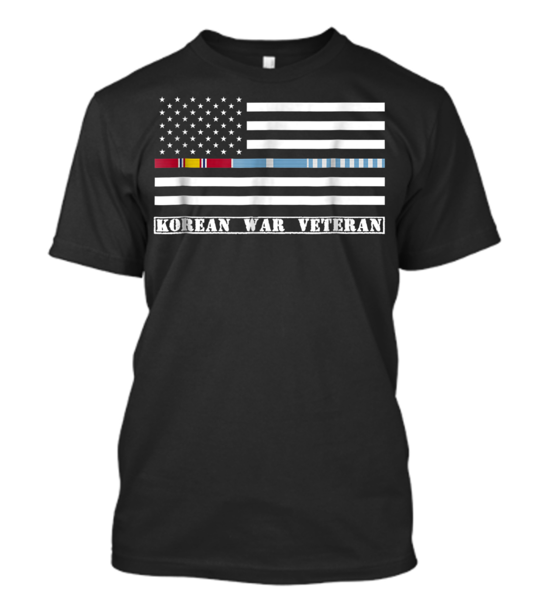 Korean War Veteran Thin Line American Flag T-Shirt