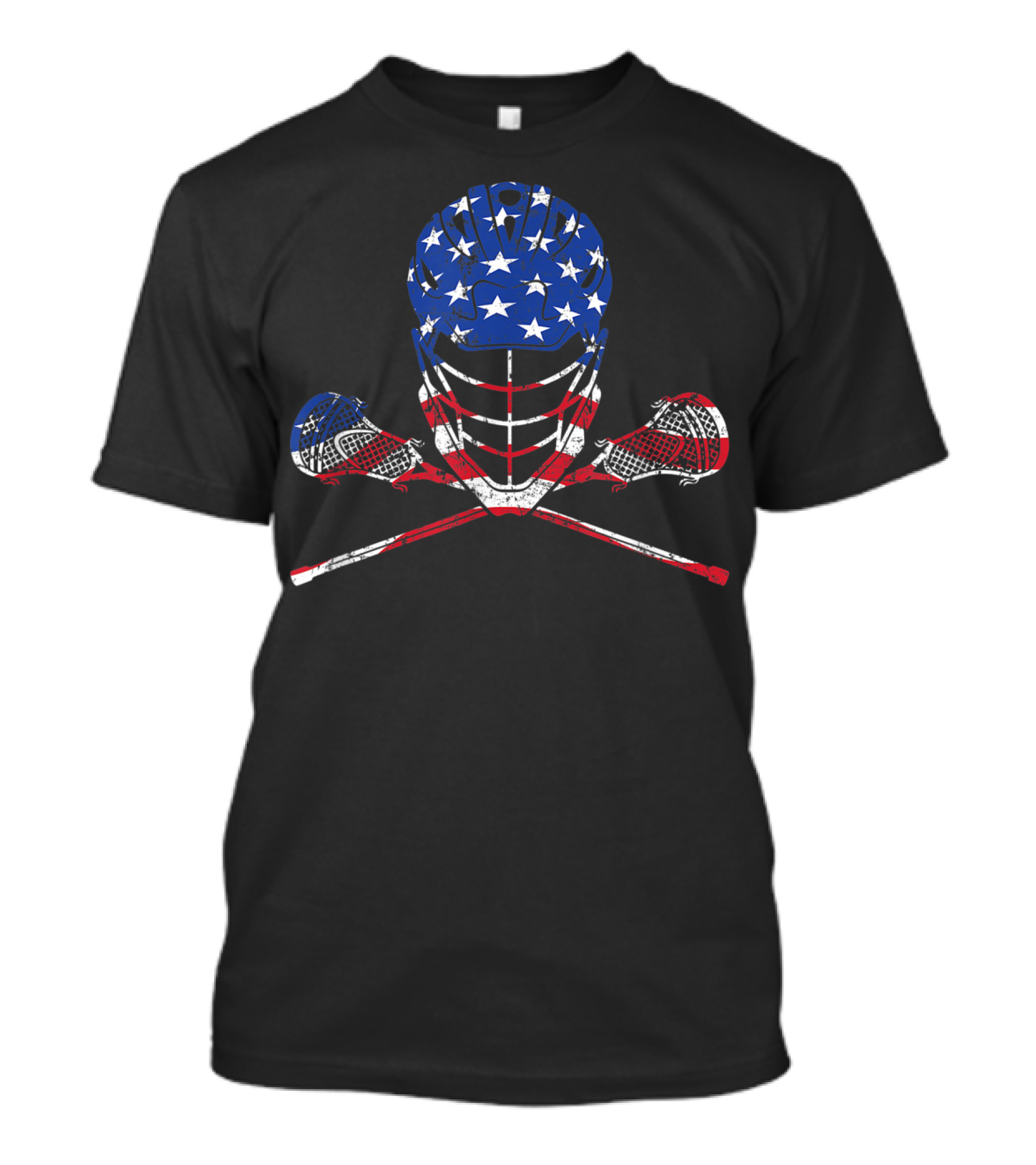 American Flag Lax Helmet And Sticks Lacrosse T-Shirt