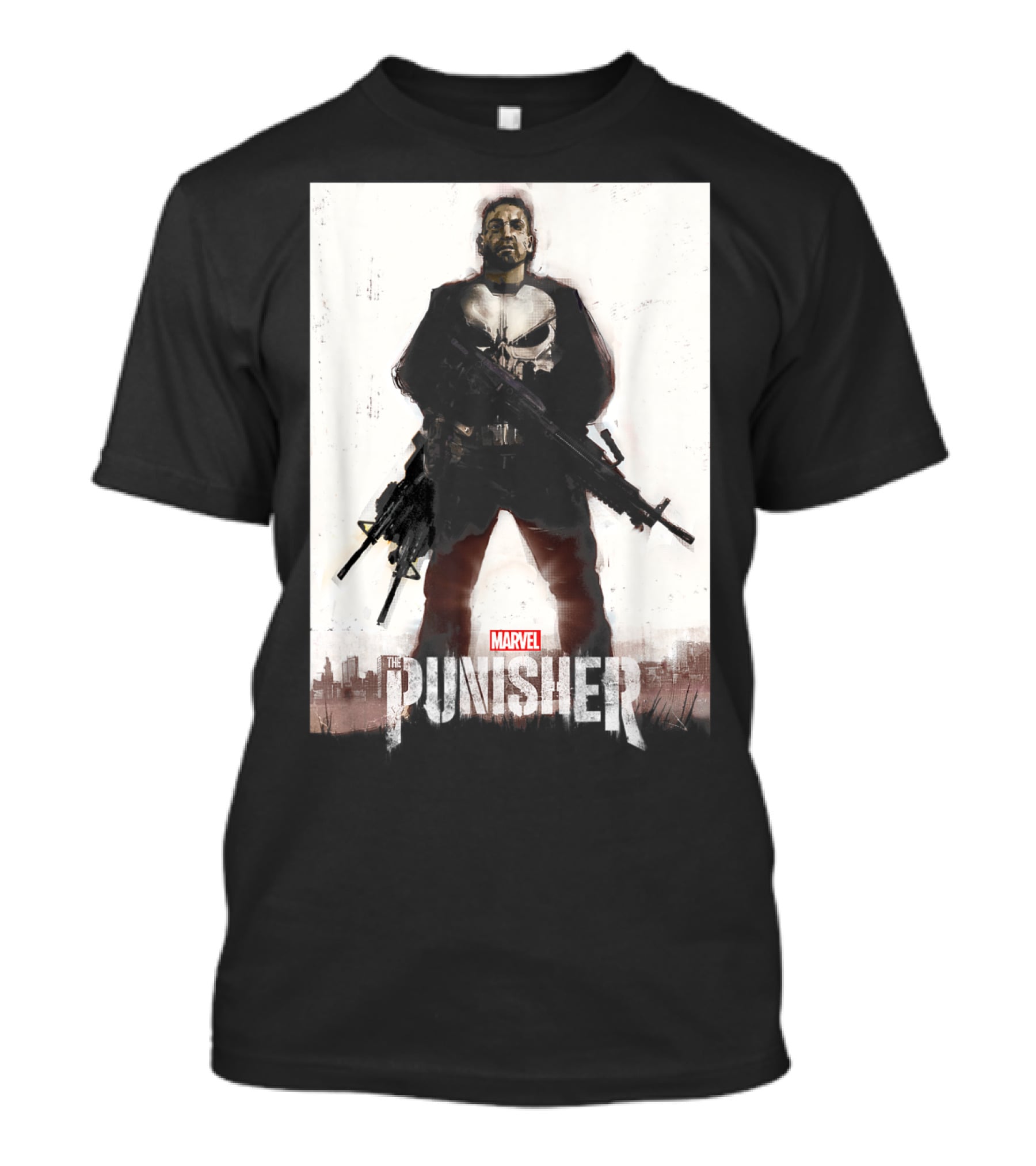 Marvel The Punisher Frank Castle One Man Army Standing With Weapons And Skull Emblem T-Shirt