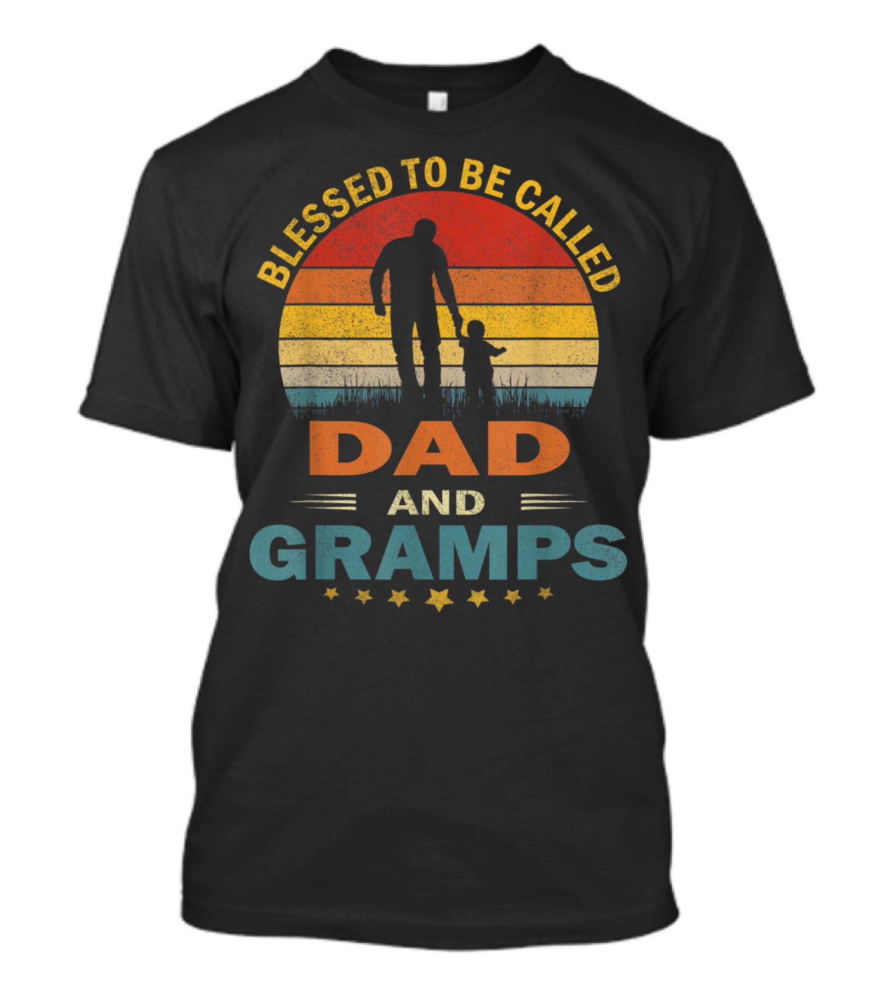 Blessed To Be Called Dad And Gramps Vintage Sunset T-Shirt