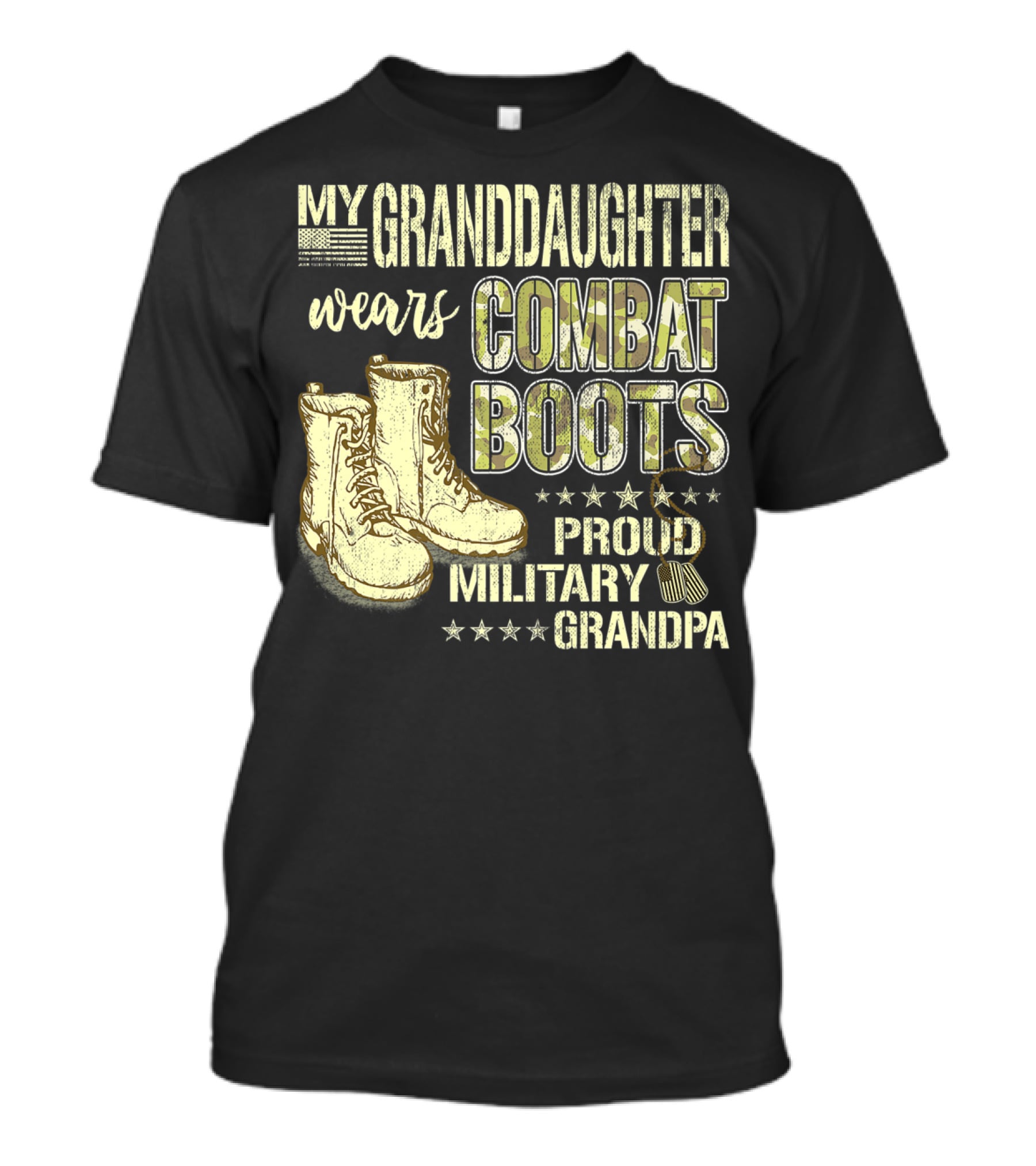 My Granddaughter Wears Combat Boots Proud Military Grandpa T-Shirt