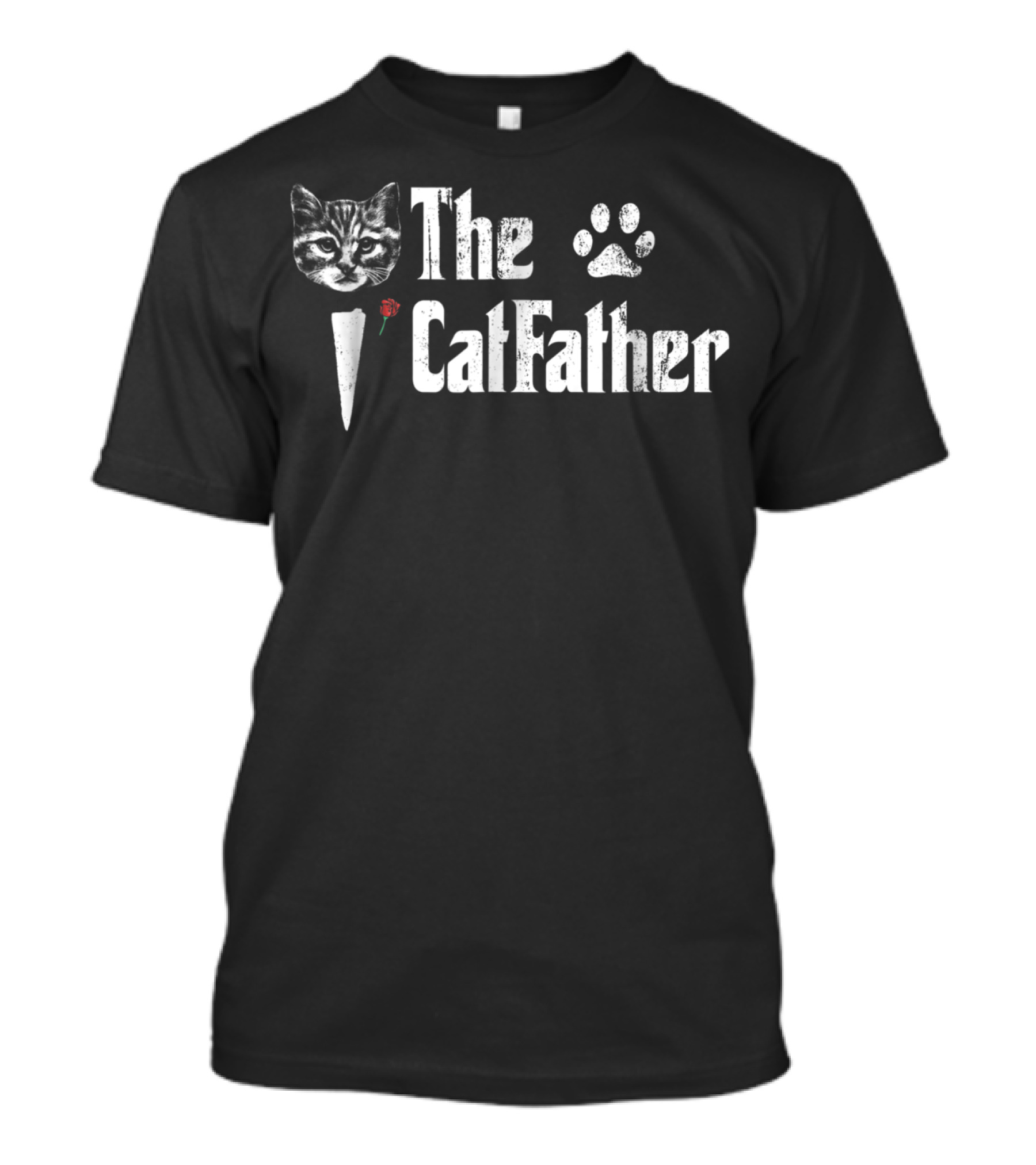 The CatFather Cat Paw Print Rose Face T-Shirt