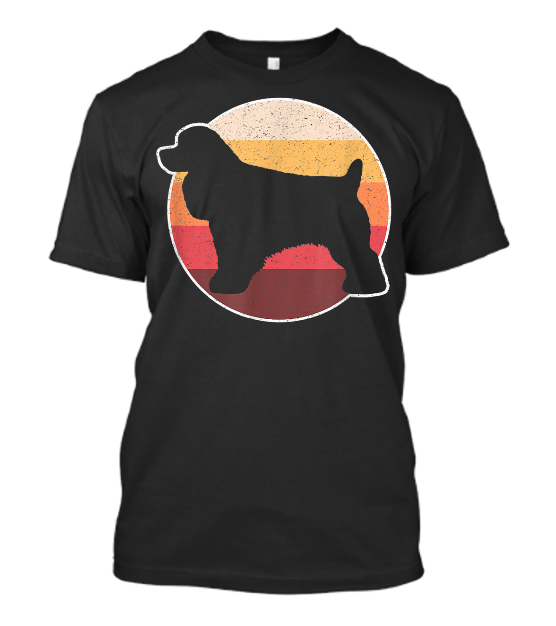 Retro Vintage Cocker Spaniel Dog Lovers Silhouette Circle Stripes T-Shirt
