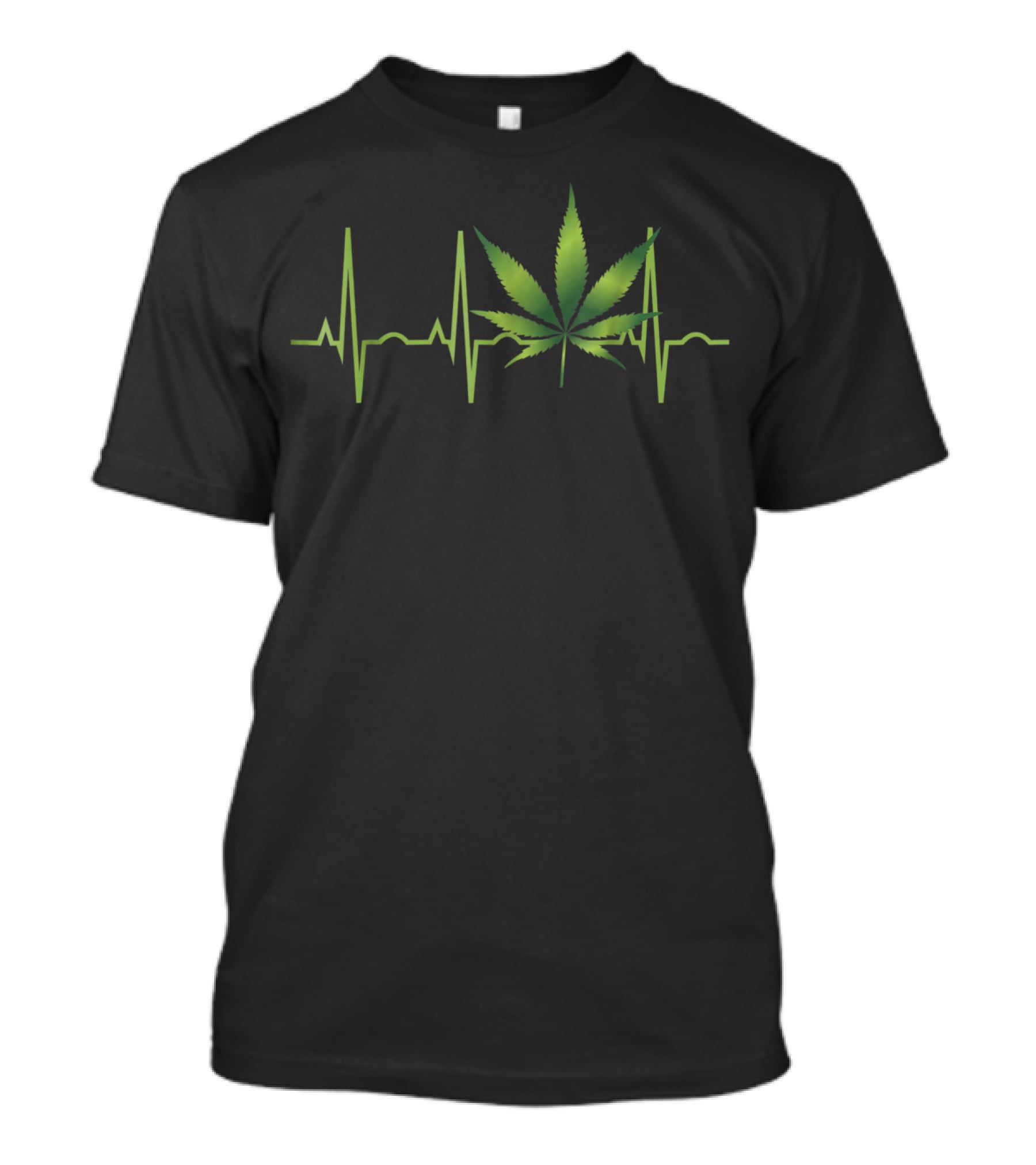 Weed Marijuana Leaf Heartbeat EKG Line T-Shirt