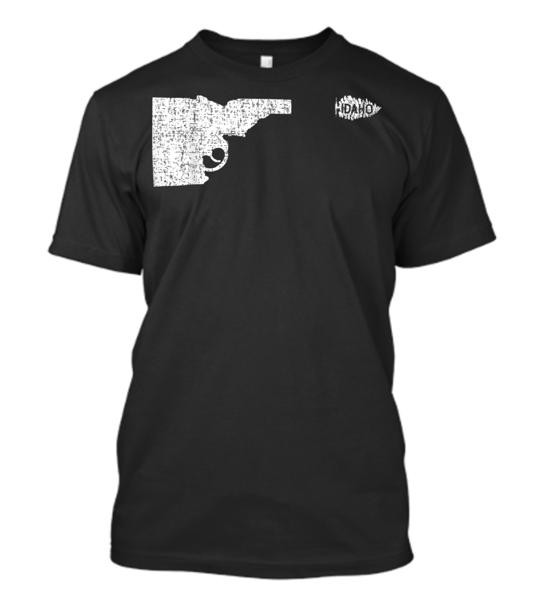 Idaho Gun Silhouette With Pine Tree Texture For Nature Lovers T-Shirt