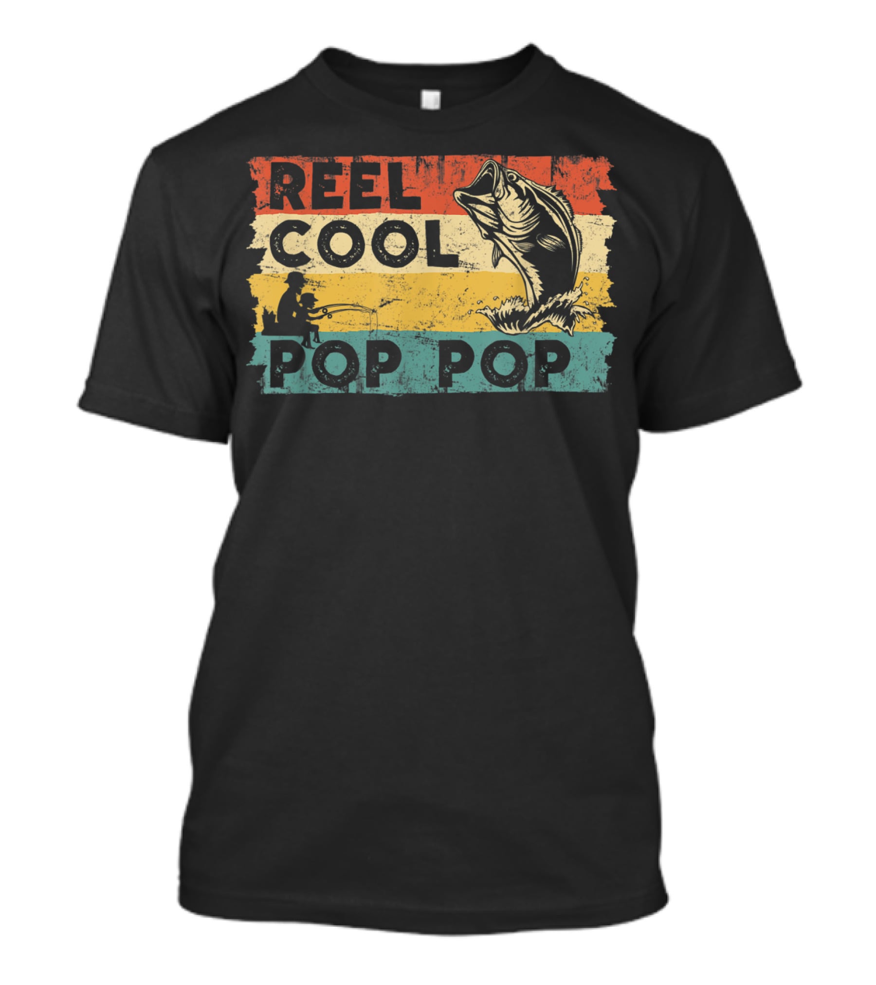 Reel Cool Pop Pop Vintage Fisherman Father's Day Retro Fish T-Shirt