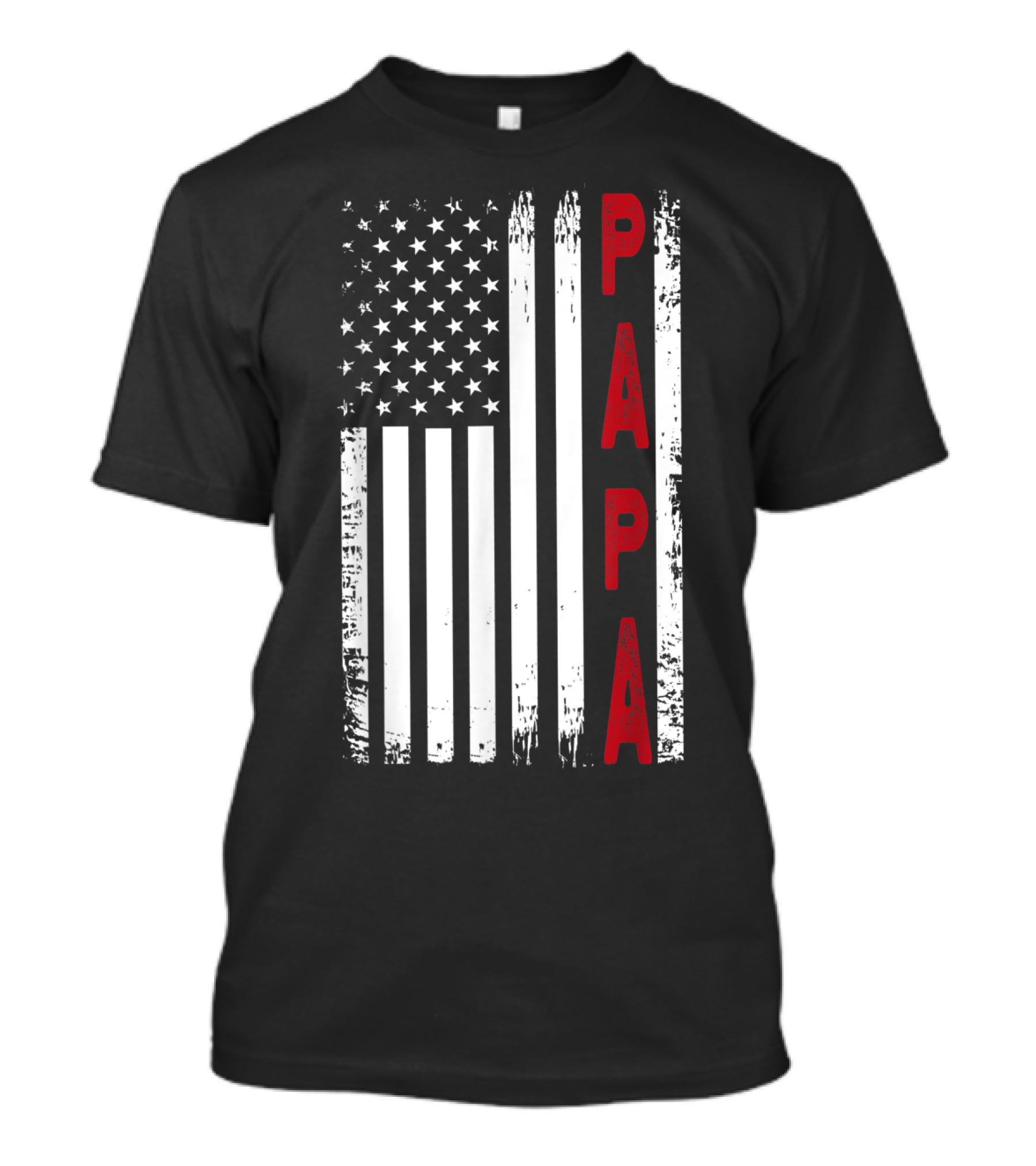 Papa Vertical Red Letters American Flag T-Shirt