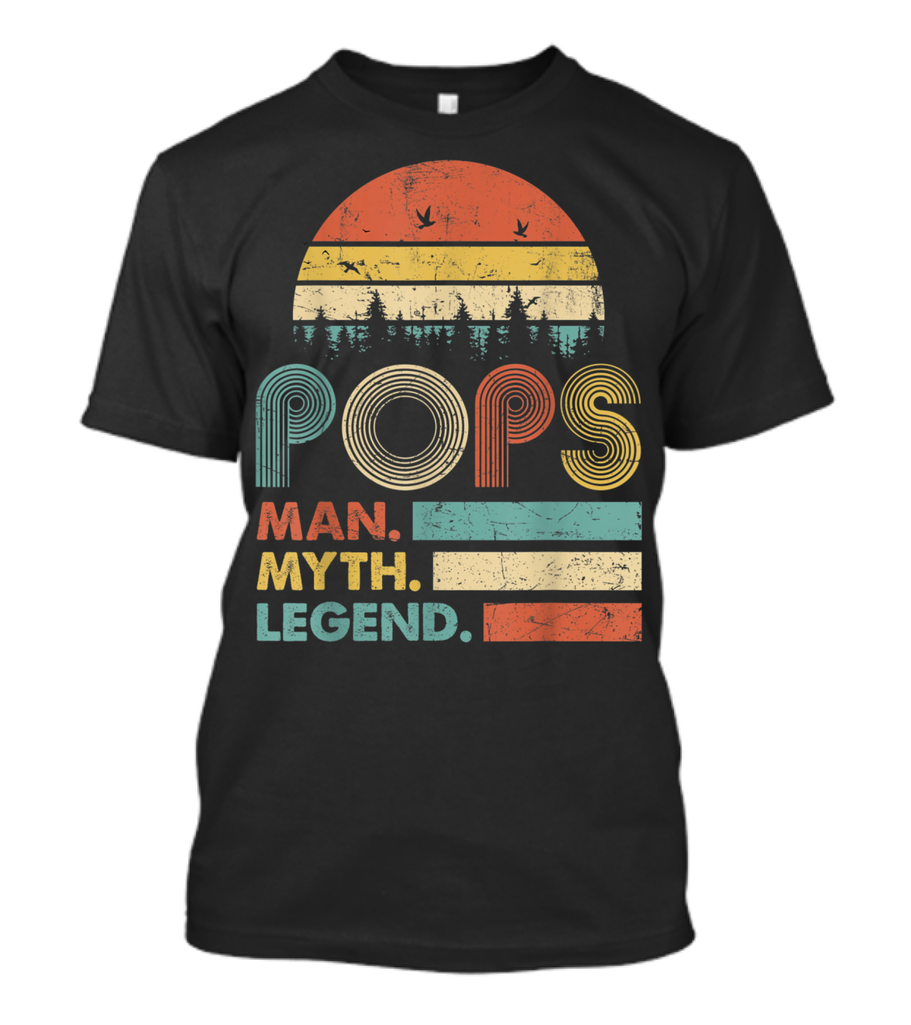 Pops The Man The Myth The Legend Retro Sunset T-Shirt