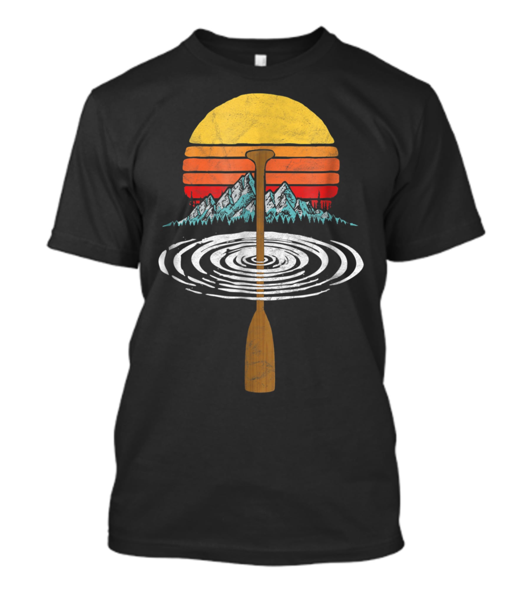 Vintage Paddle Mountains Canoe Raf Circle Sunset Retro T-Shirt