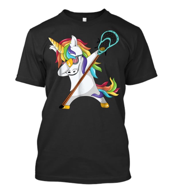 Lacrosse Dab Dabbing Unicorn With Colorful Mane T-Shirt