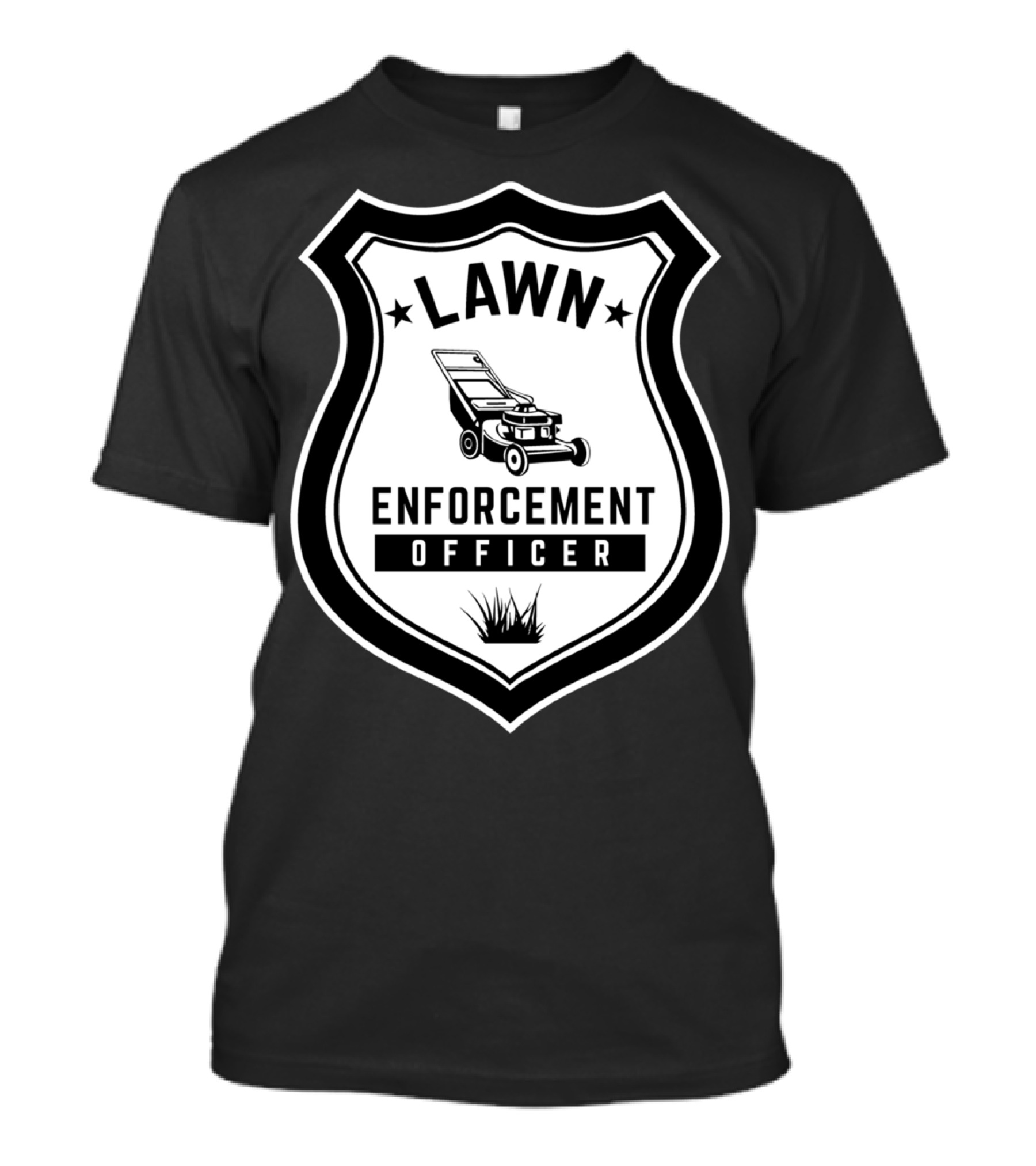 Lawn Enforcement Officer Badge With Lawn Mower And Grass T-Shirt