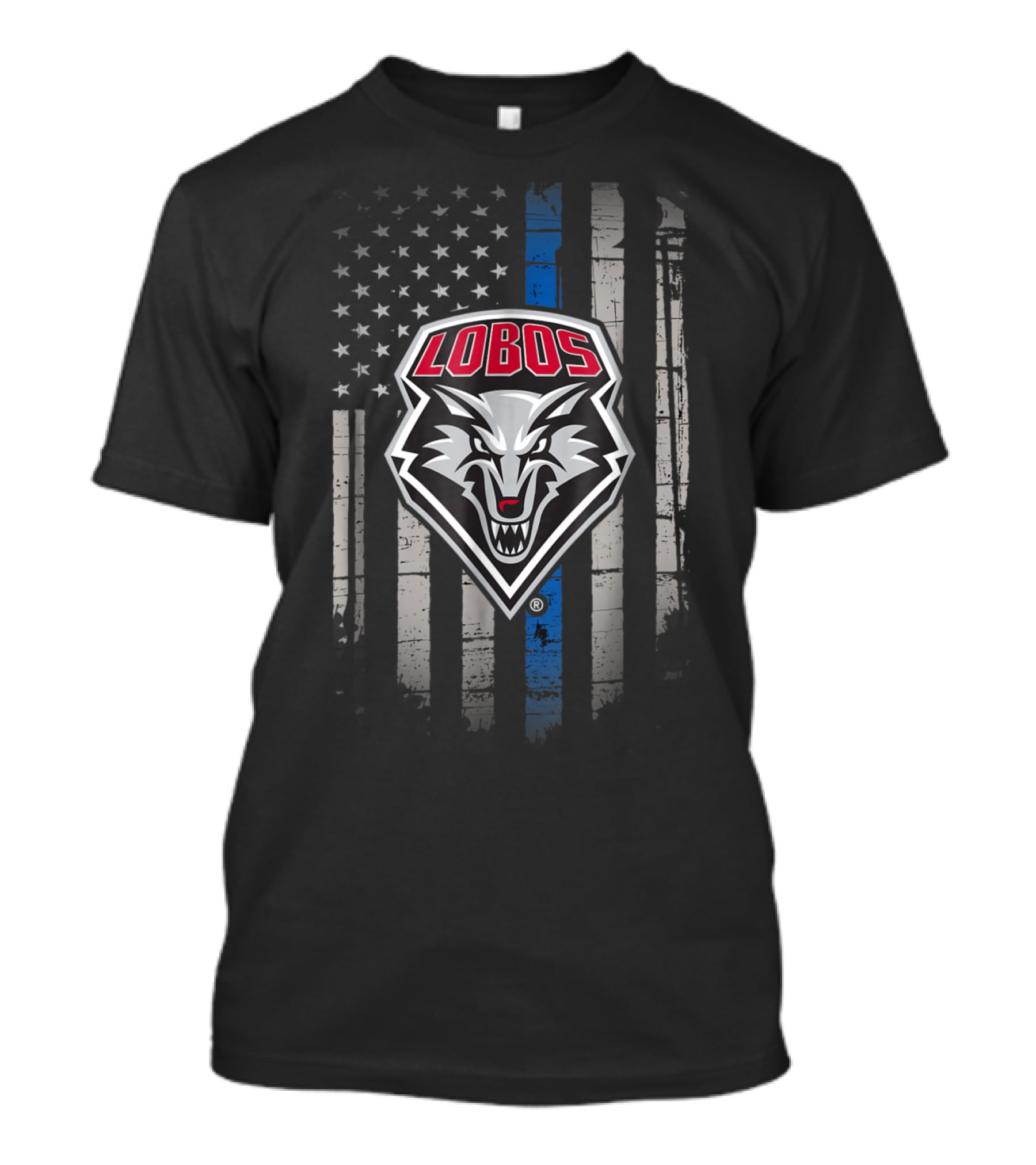 Lobos Thin Blue Line American Flag New Mexico T-Shirt