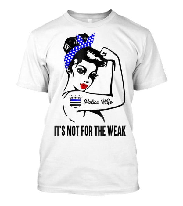 Police Wife Strength Blue Polka Dot Bandana Icon Tattoo T-Shirt